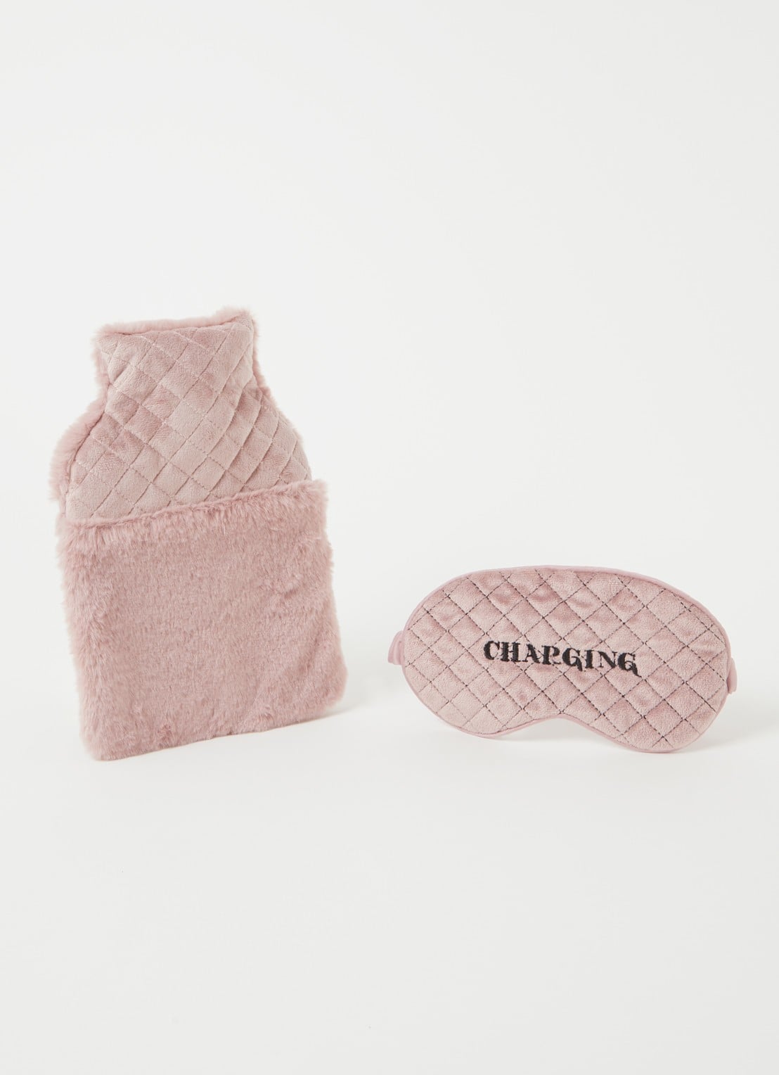 Hunkemöller Cleo slaapmasker en kruik van fluweel en rubber  - voorkant 2 oudroze