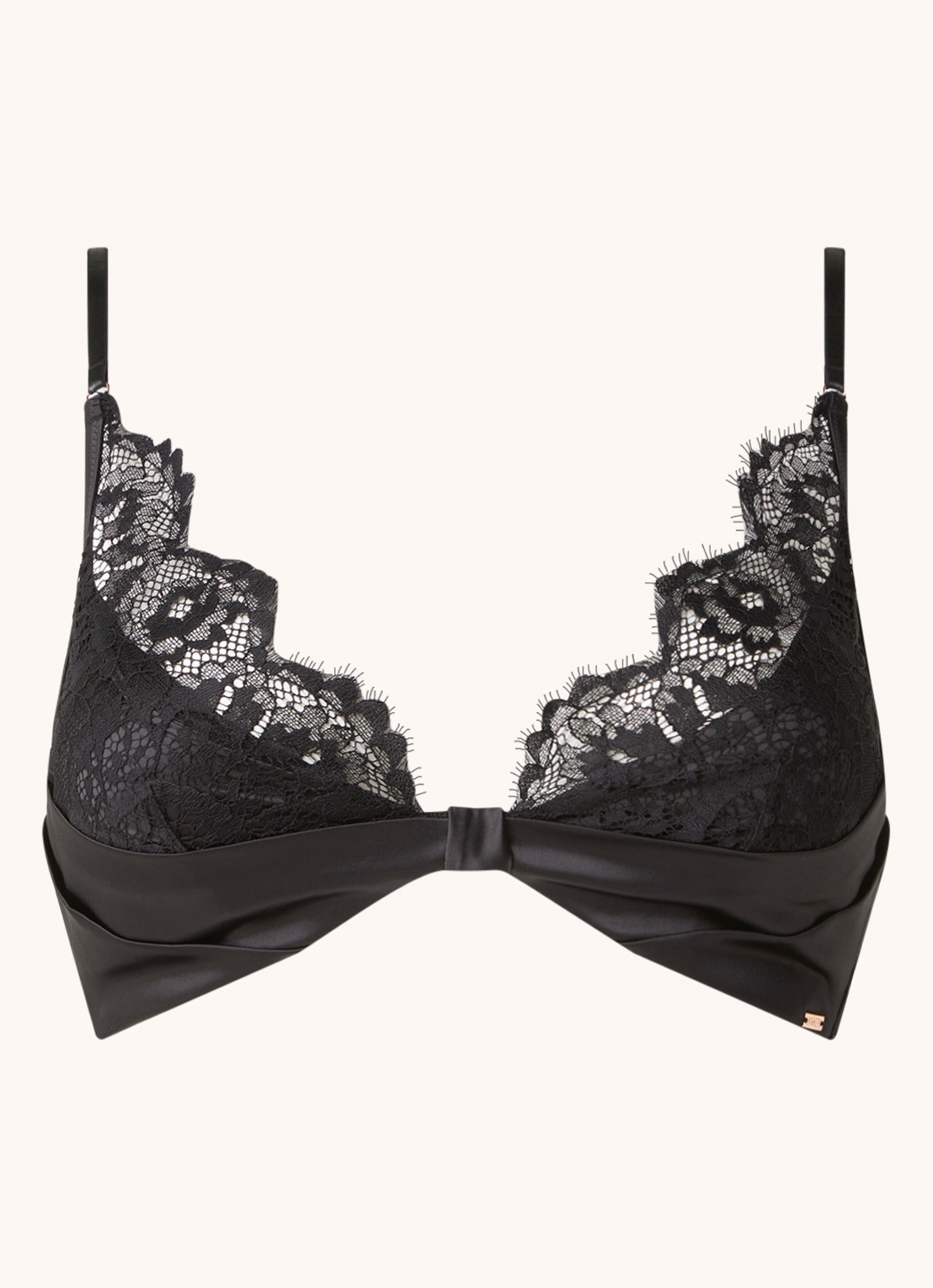 Hunkemöller Hannako bralette van kant met satijn - voorkant zwart