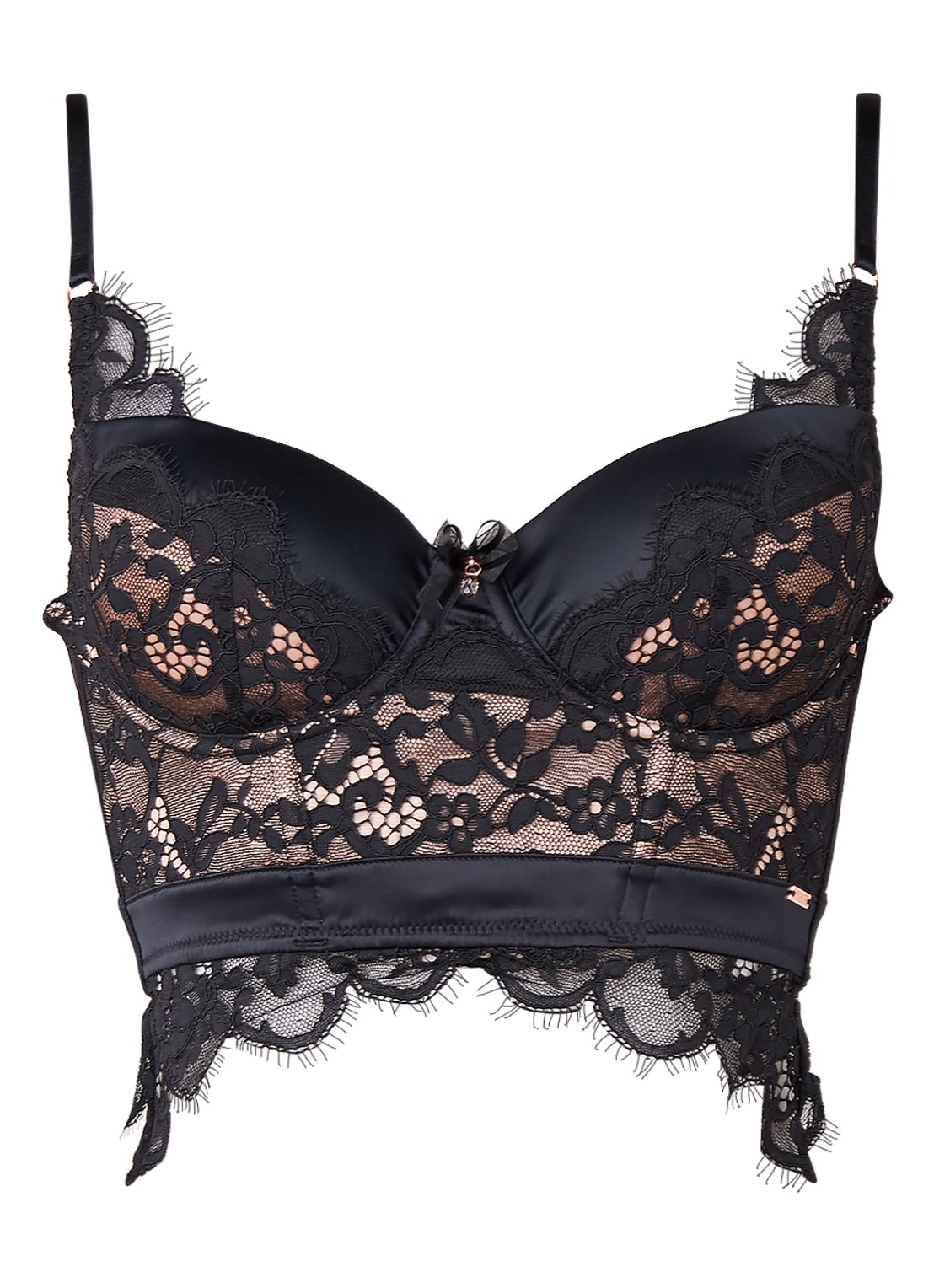 Hunkemöller Heather voorgevormde longline bh van kant - voorkant 2 zwart
