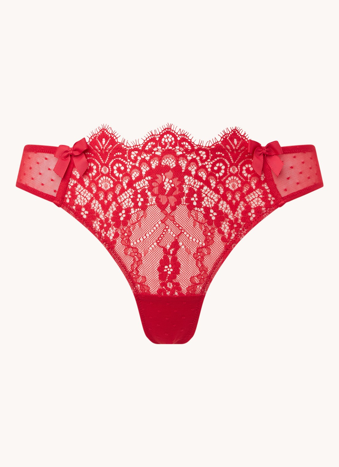 Hunkemöller Marilee string met kant - voorkant 3 steenrood