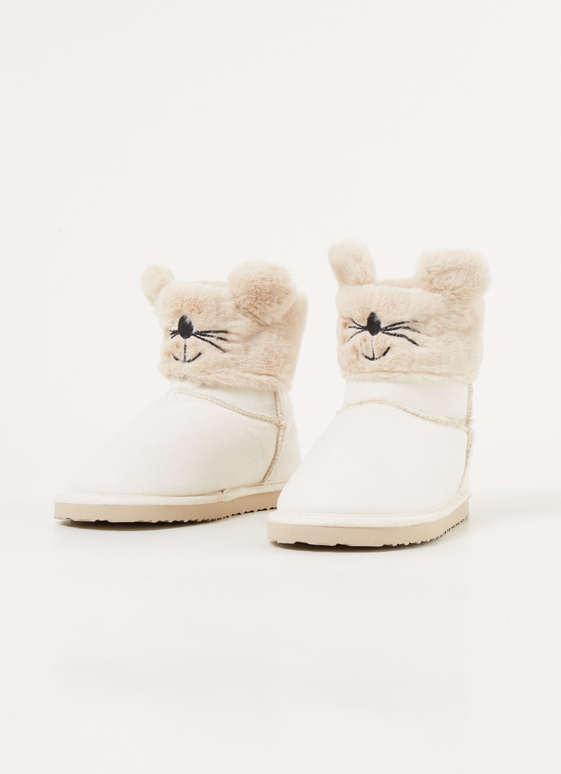 Hunkemöller Pantoffel met imitatiebont - detail beige
