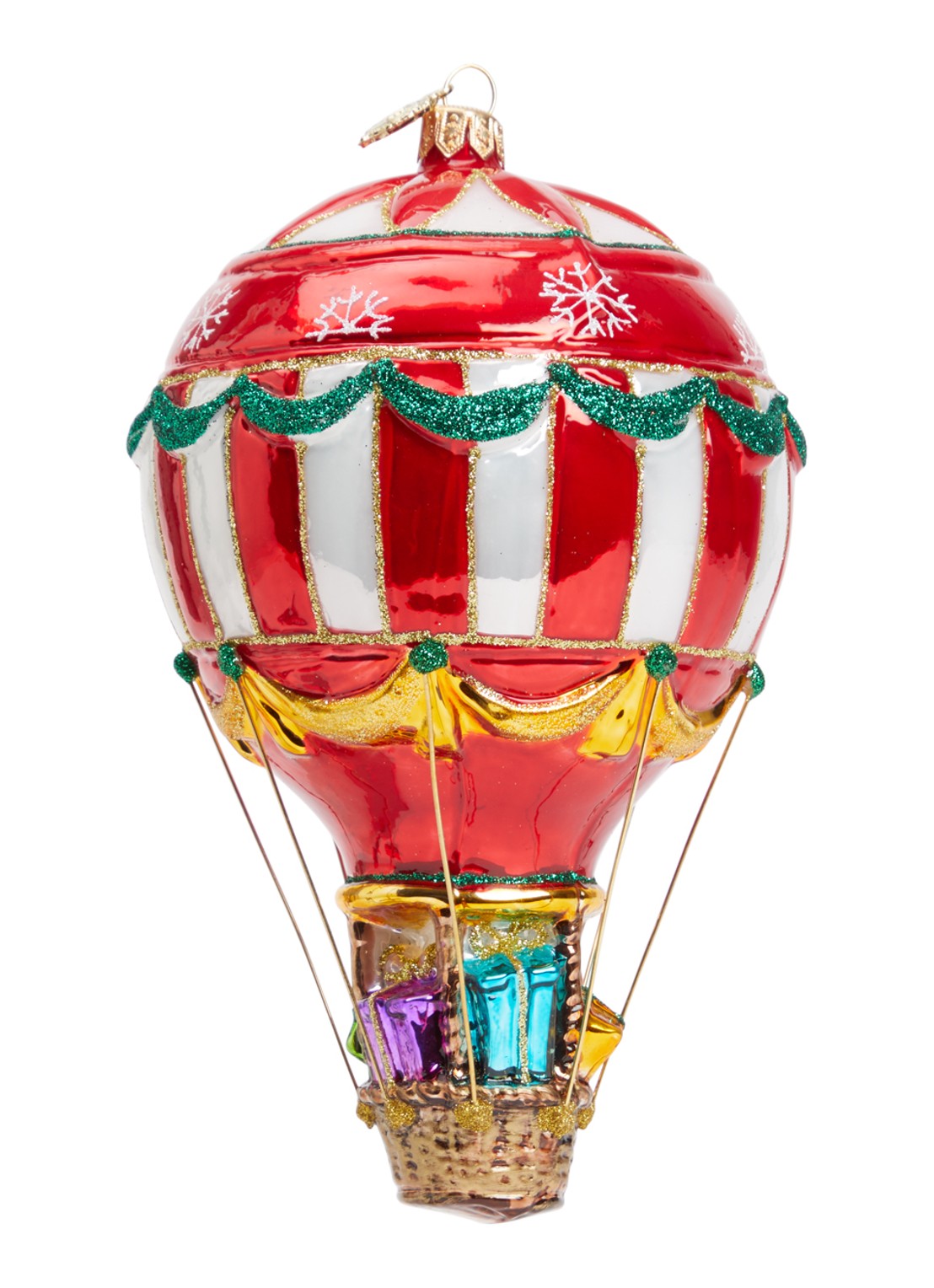 Huras Family Balloon with presents kersthanger 15 cm - voorkant 2 rood