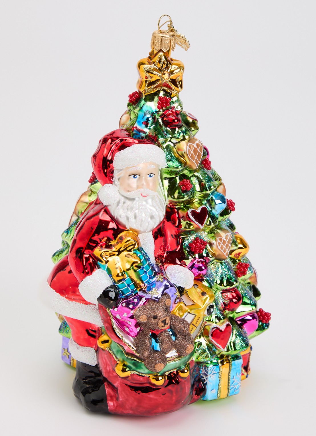 Huras Family Kerstman met kerstboom kersthanger 19 cm - detail multicolor
