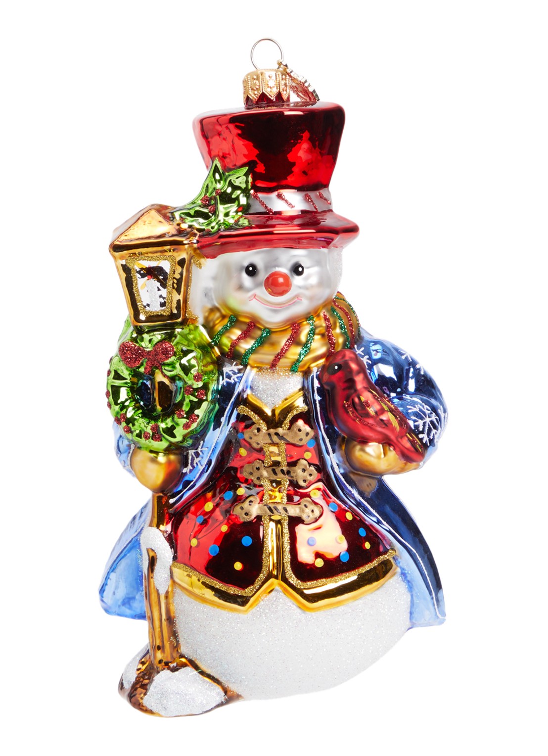 Huras Family Snowman with lantern kersthanger 16,5 cm - voorkant multicolor