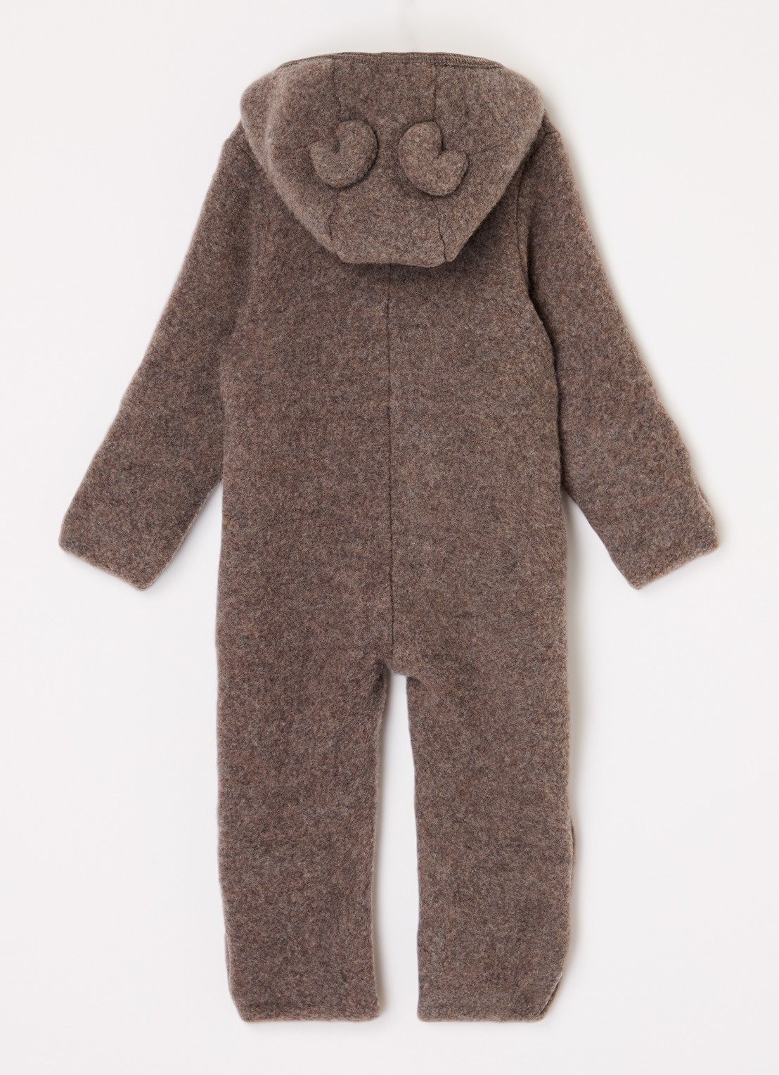Huttelihut Babypak van wol met capuchon - voorkant 2 bruin