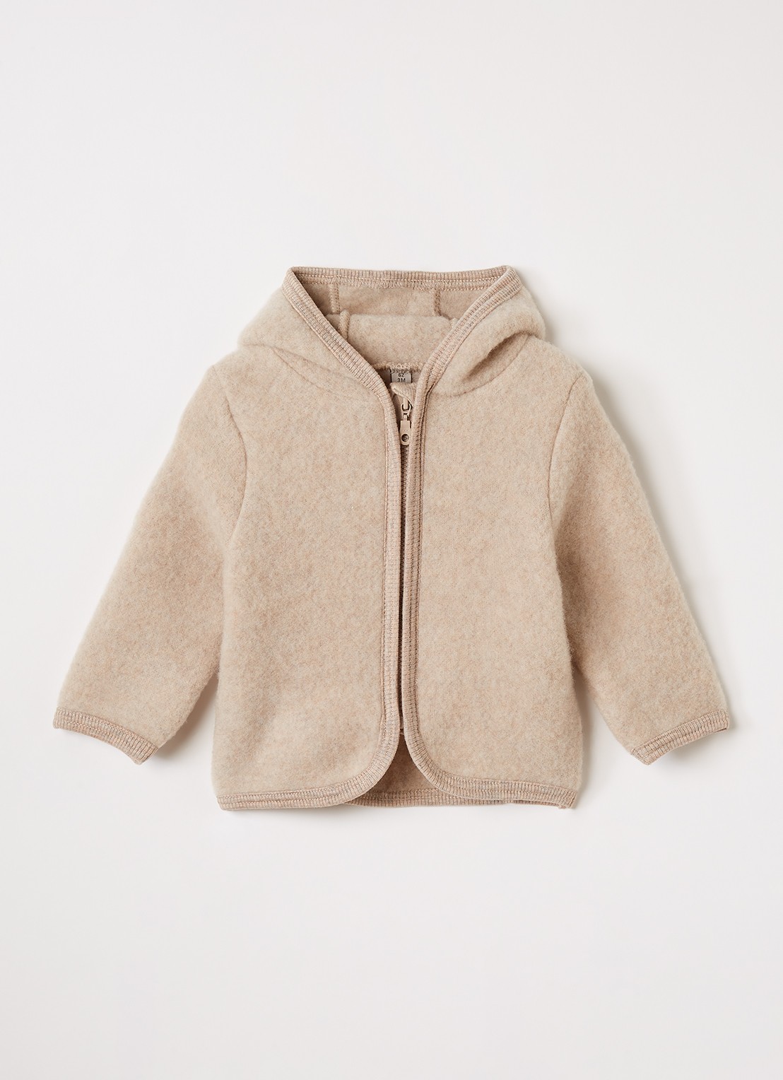 Huttelihut Jack van merino wol met capuchon - voorkant 2 beige