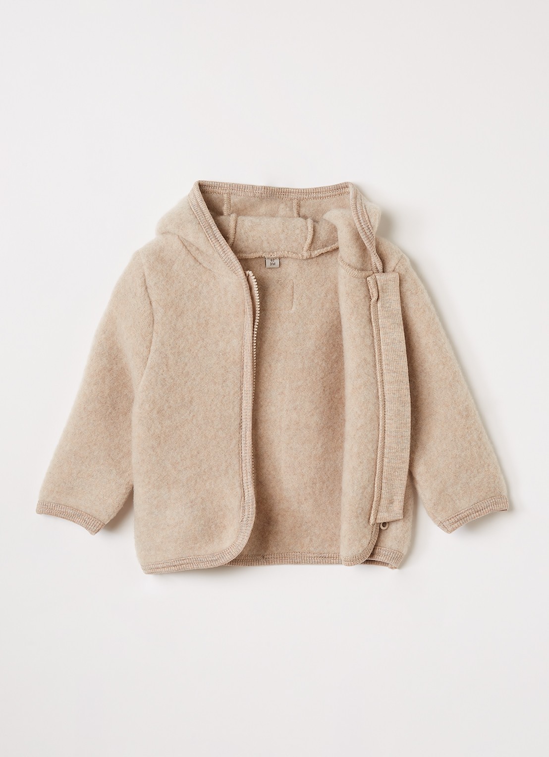 Huttelihut Jack van merino wol met capuchon - voorkant 3 beige