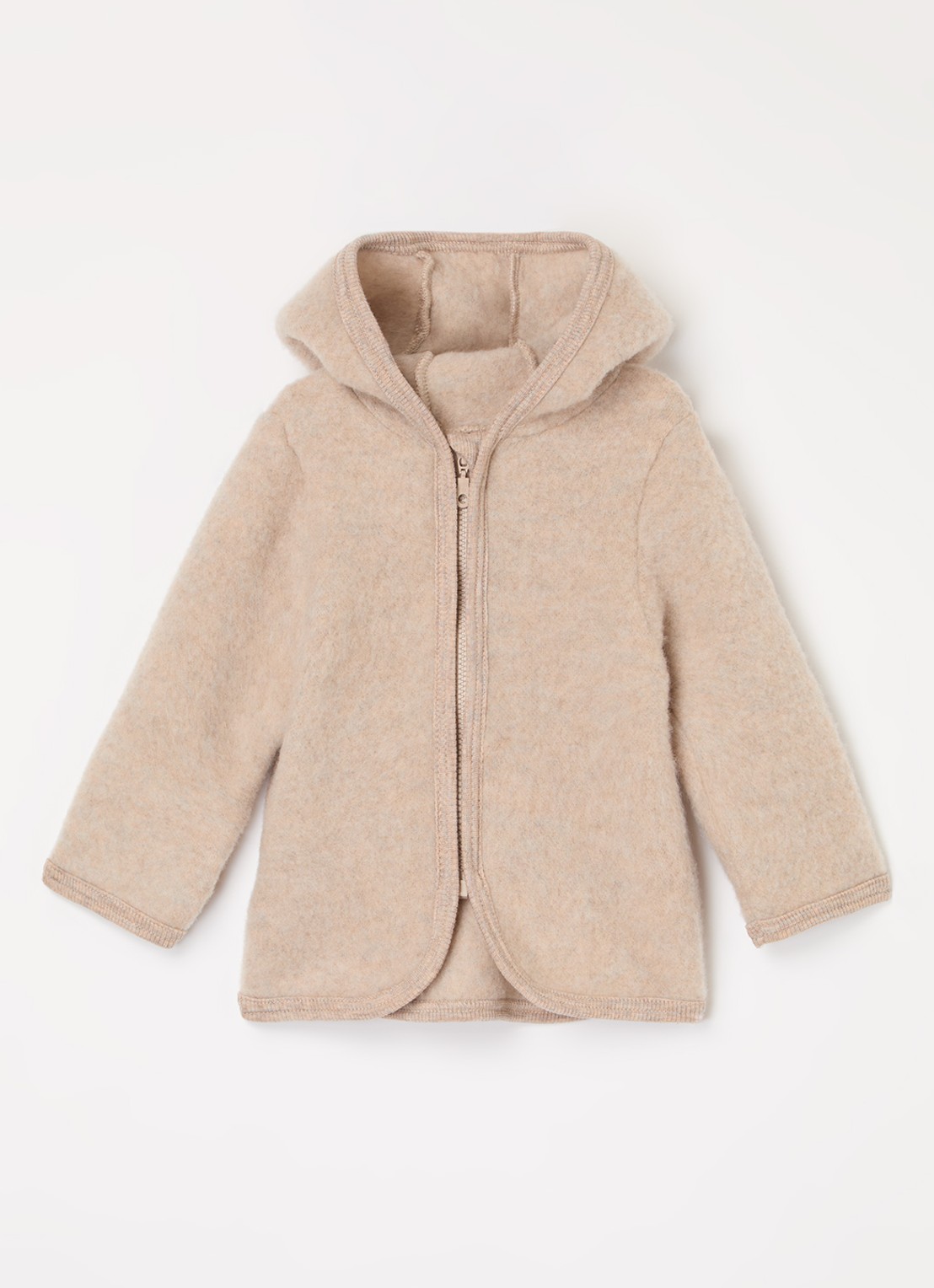 Huttelihut Jack van wol met capuchon - voorkant beige