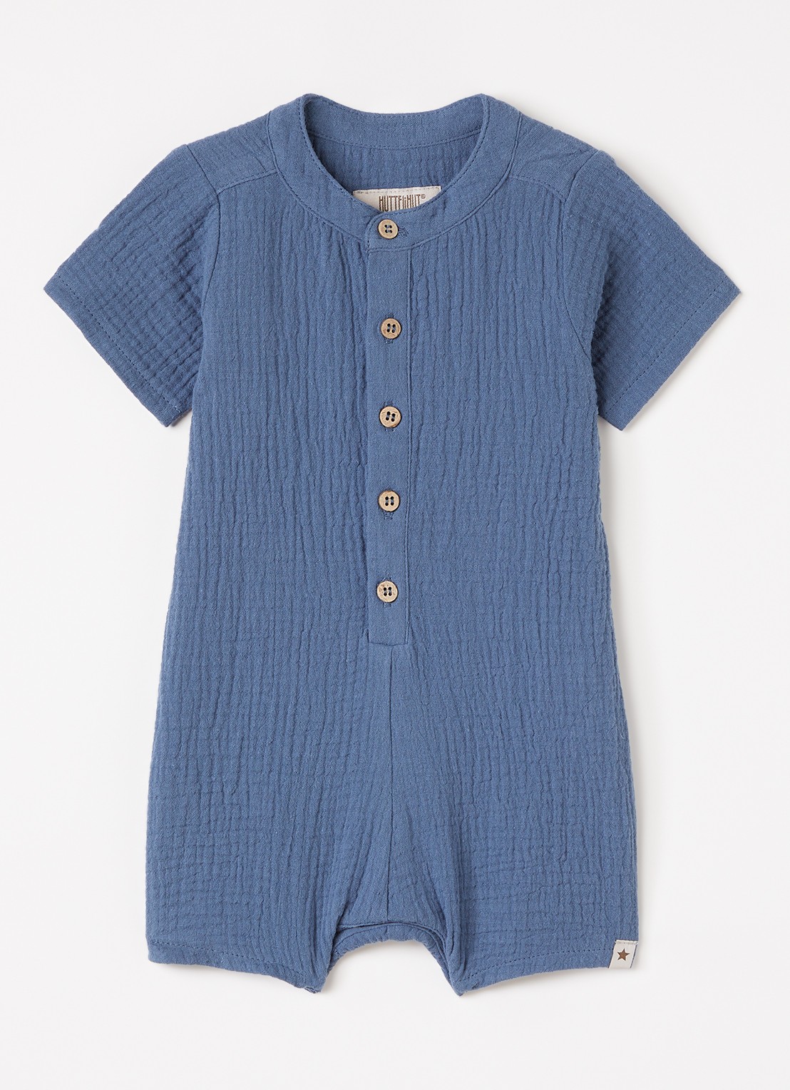 Huttelihut Romper met structuur - voorkant indigo