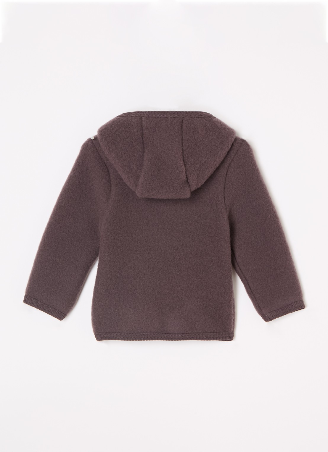 Huttelihut Vest van wol met capuchon - achterkant taupe