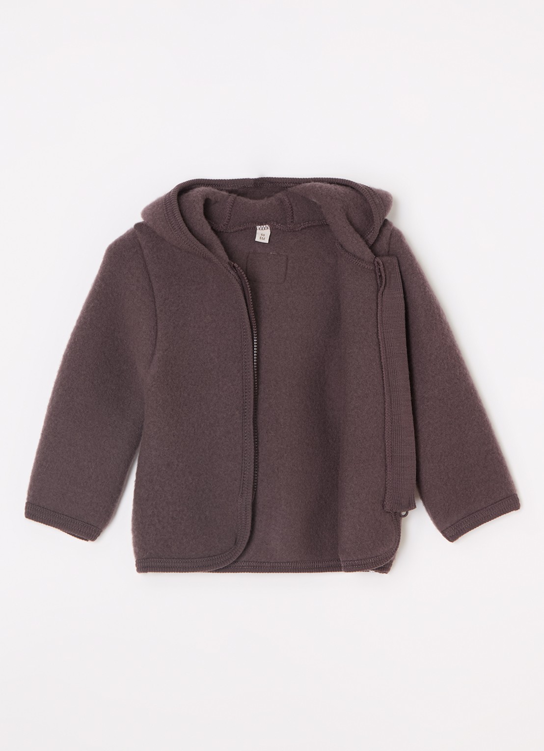 Huttelihut Vest van wol met capuchon - voorkant 3 taupe