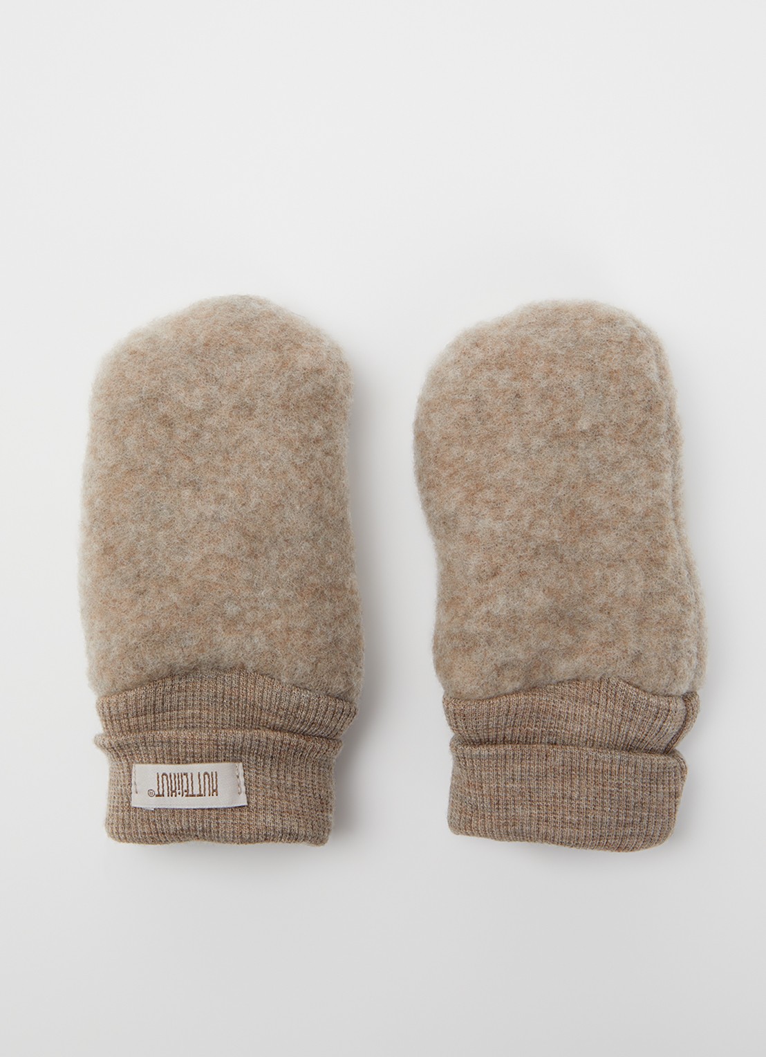 Huttelihut Wanten van merino wol - voorkant 2 donkerbeige