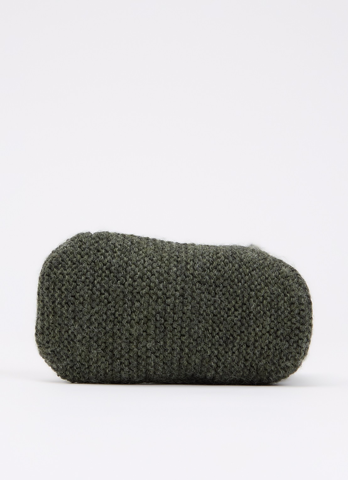 Hvid Babyslofjes van merino wol - detail 3 groen