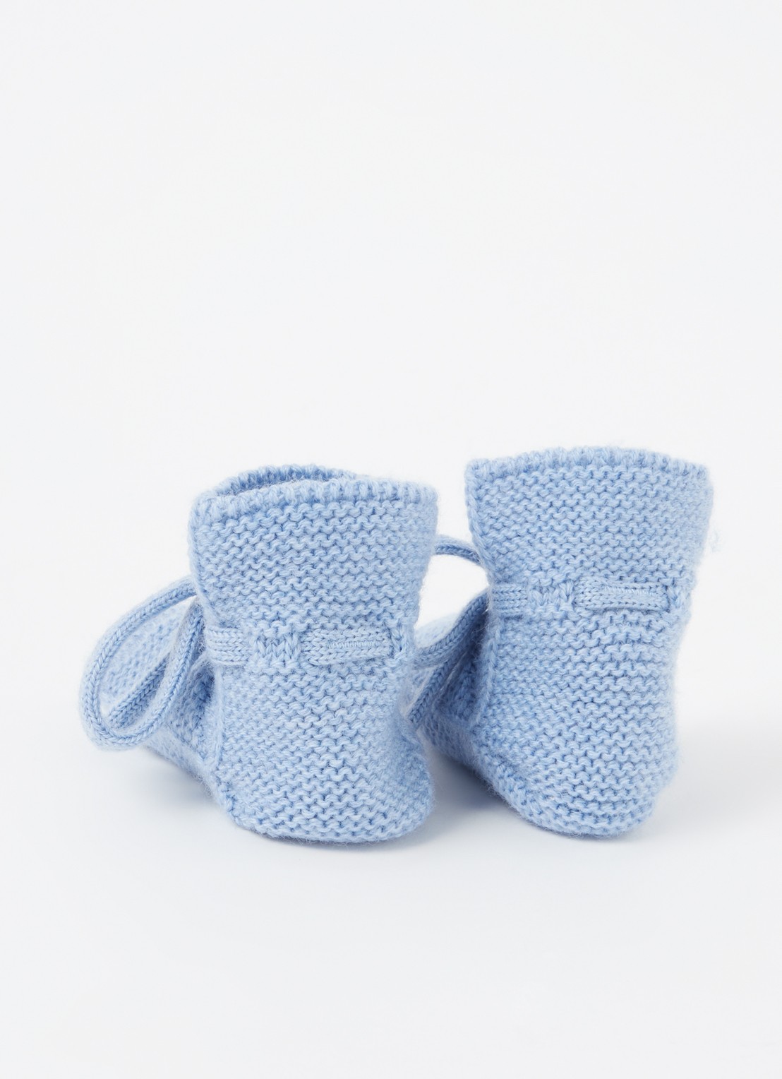 Hvid Babyslofjes van merino wol - detail 3 blauw
