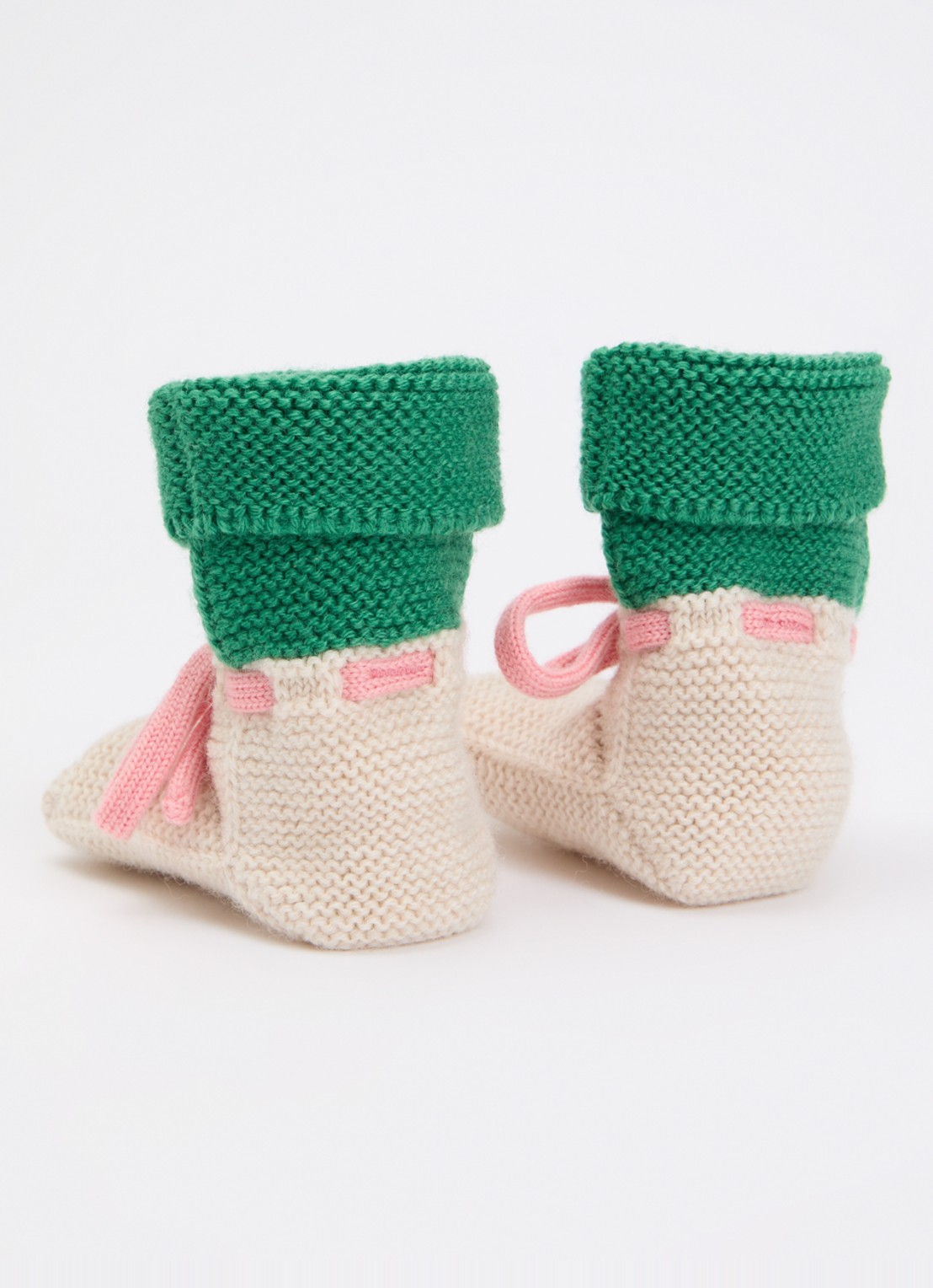 Hvid Babyslofjes van merino wol  - achterkant 3 gebroken wit
