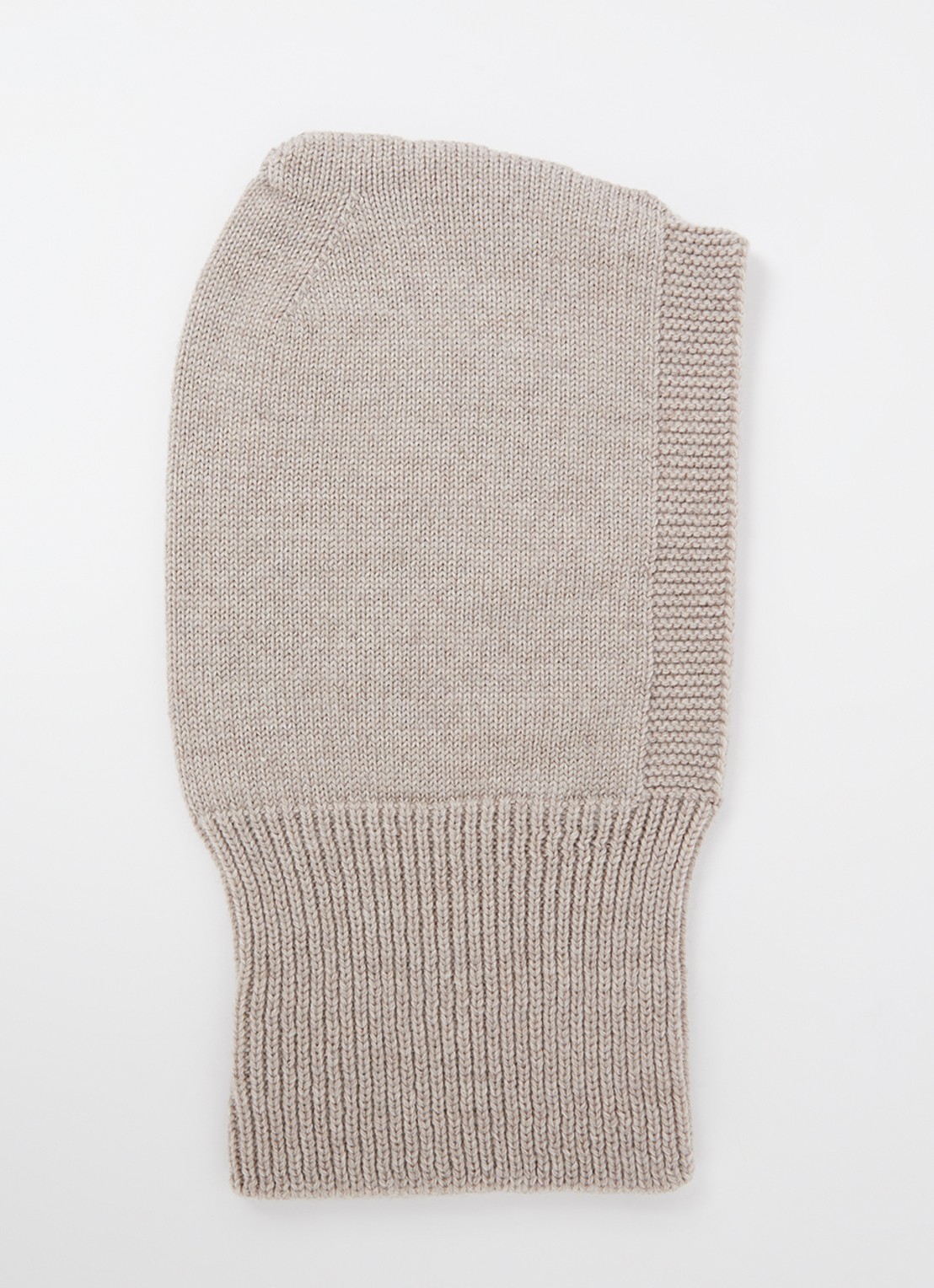 Hvid Balaclava ribgebreide muts van wol - voorkant beige