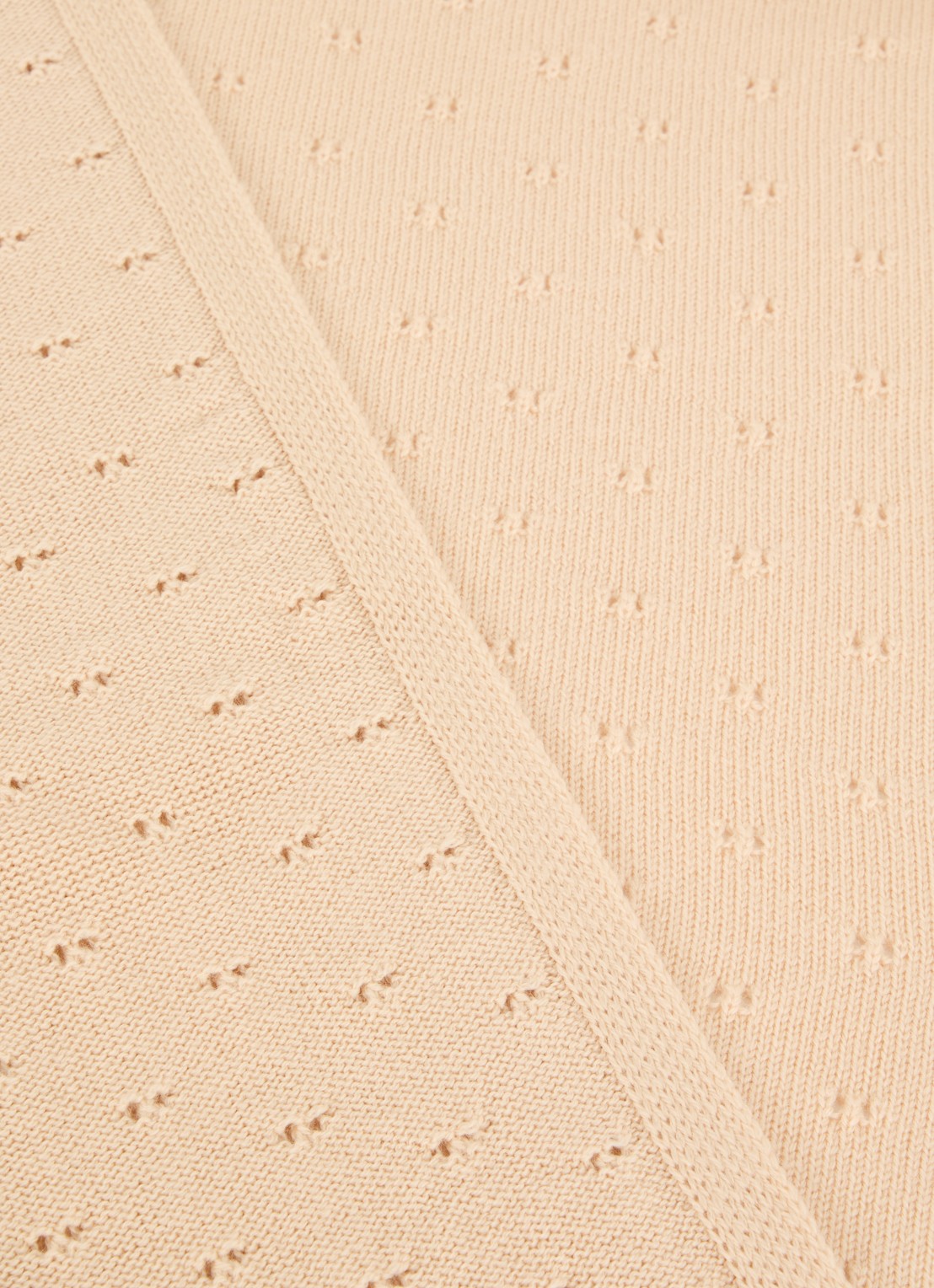 Hvid Bibi wiegdeken van merino wol 70 x 95 cm - voorkant 2 beige