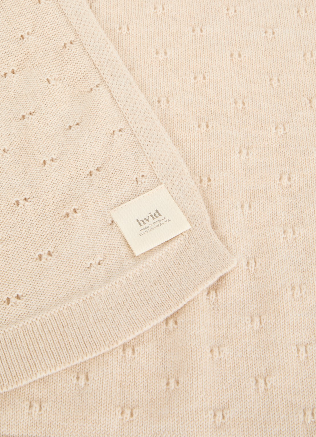 Hvid Bibi wiegdeken van merino wol 70 x 95 cm - detail 3 creme