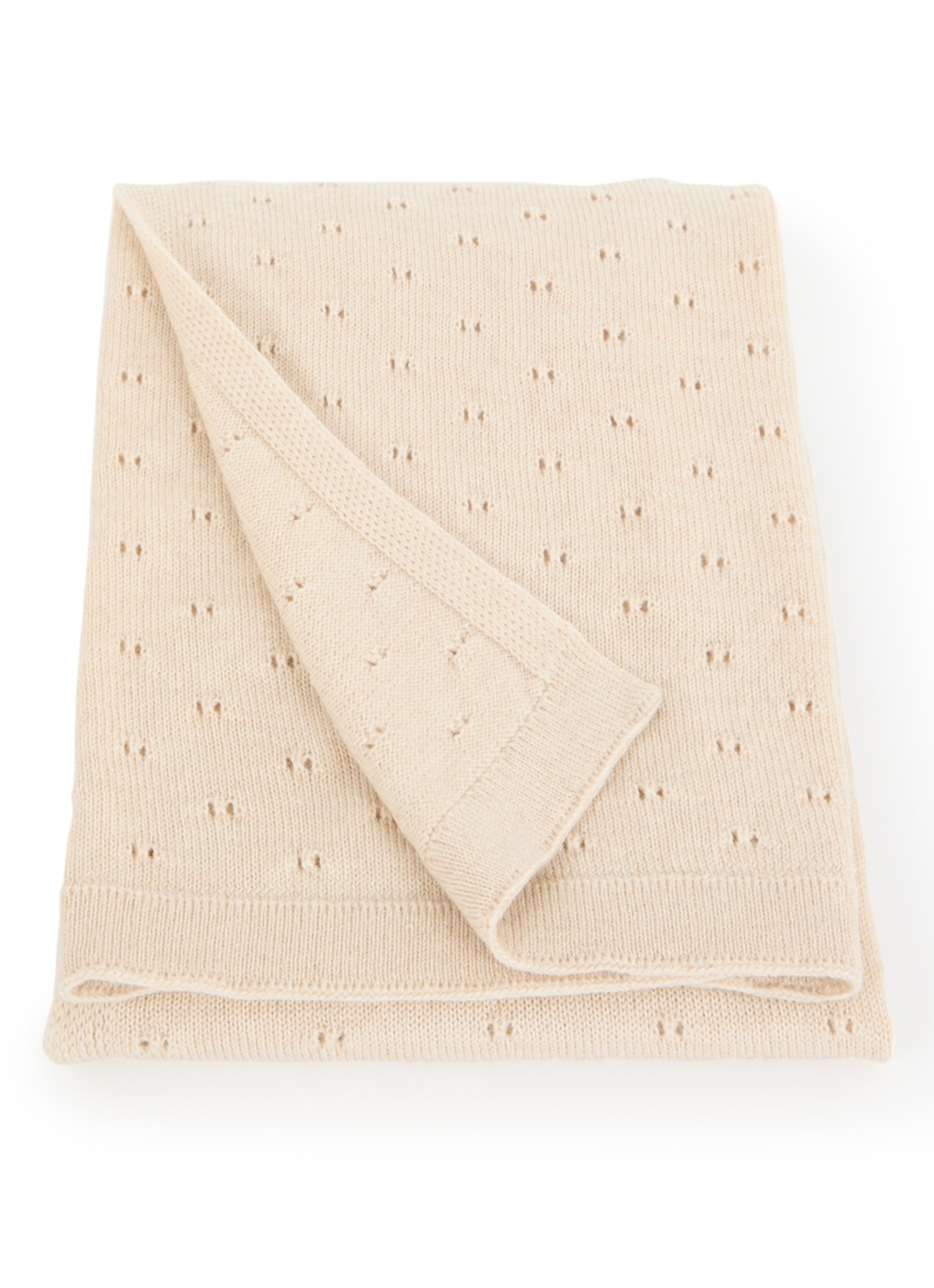 Hvid Bibi wiegdeken van merino wol 70 x 95 cm - voorkant creme