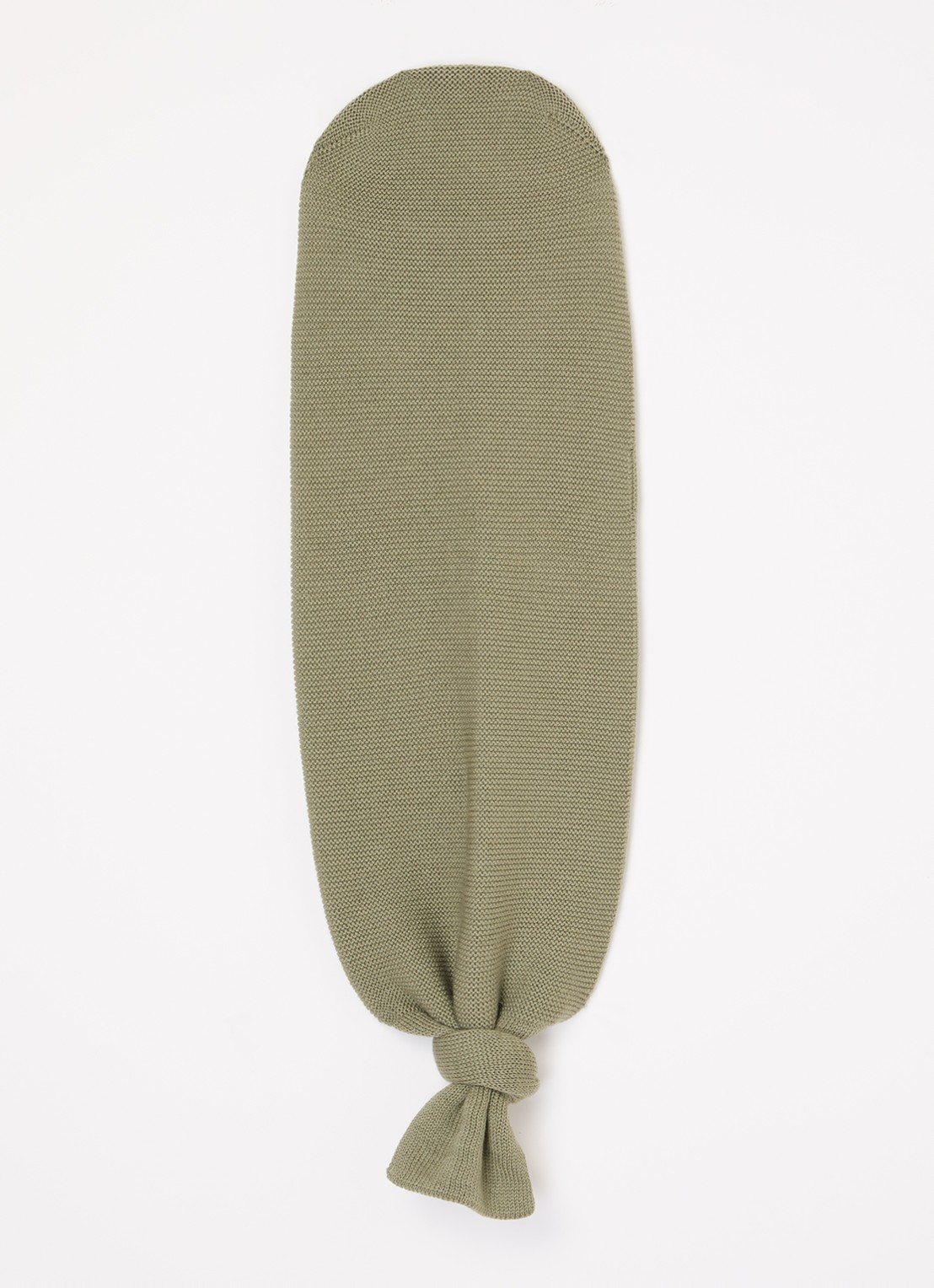 Hvid Cocoon van merino wol - achterkant 3 olijfgroen