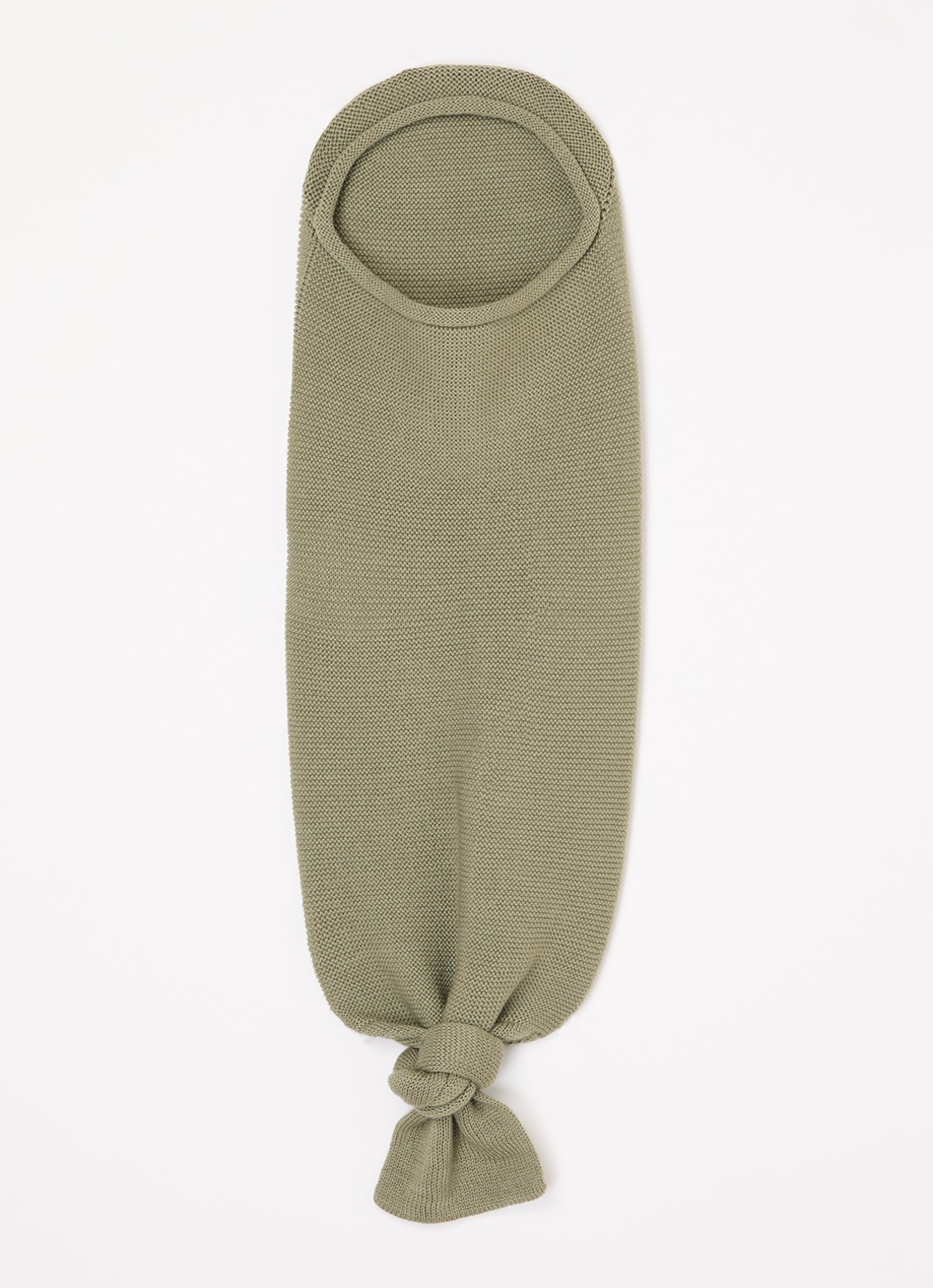 Hvid Cocoon van merino wol - voorkant olijfgroen