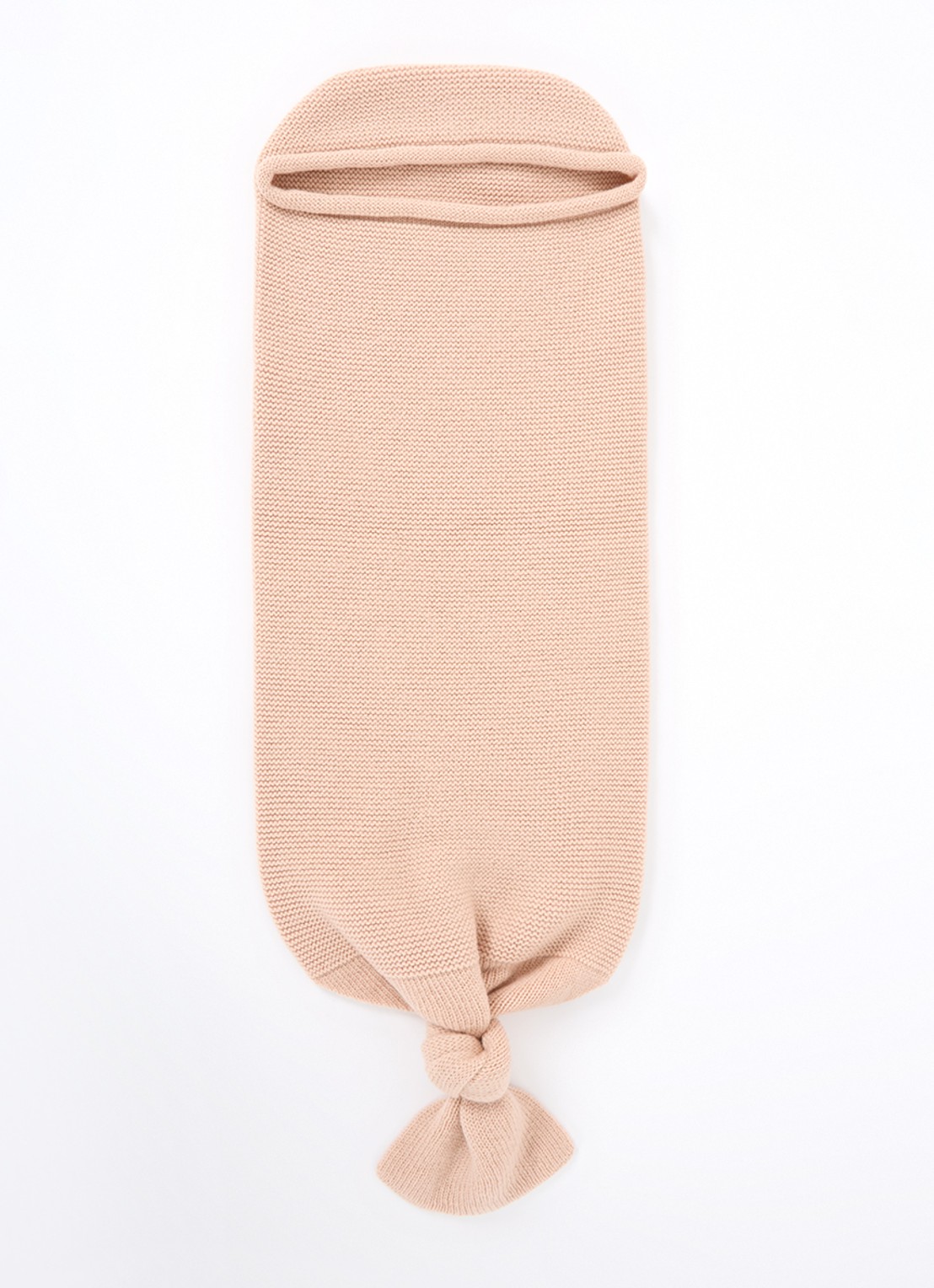 Hvid Cocoon van merino wol - voorkant 2 abrikoos