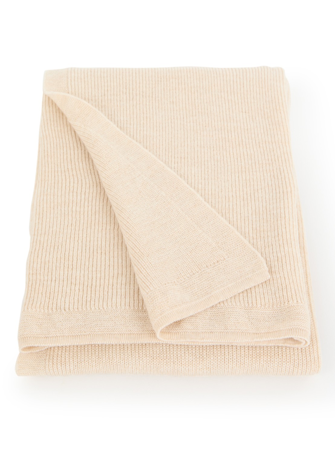 Hvid Felix wiegdeken van merino wol 70 x 95 cm - voorkant beige