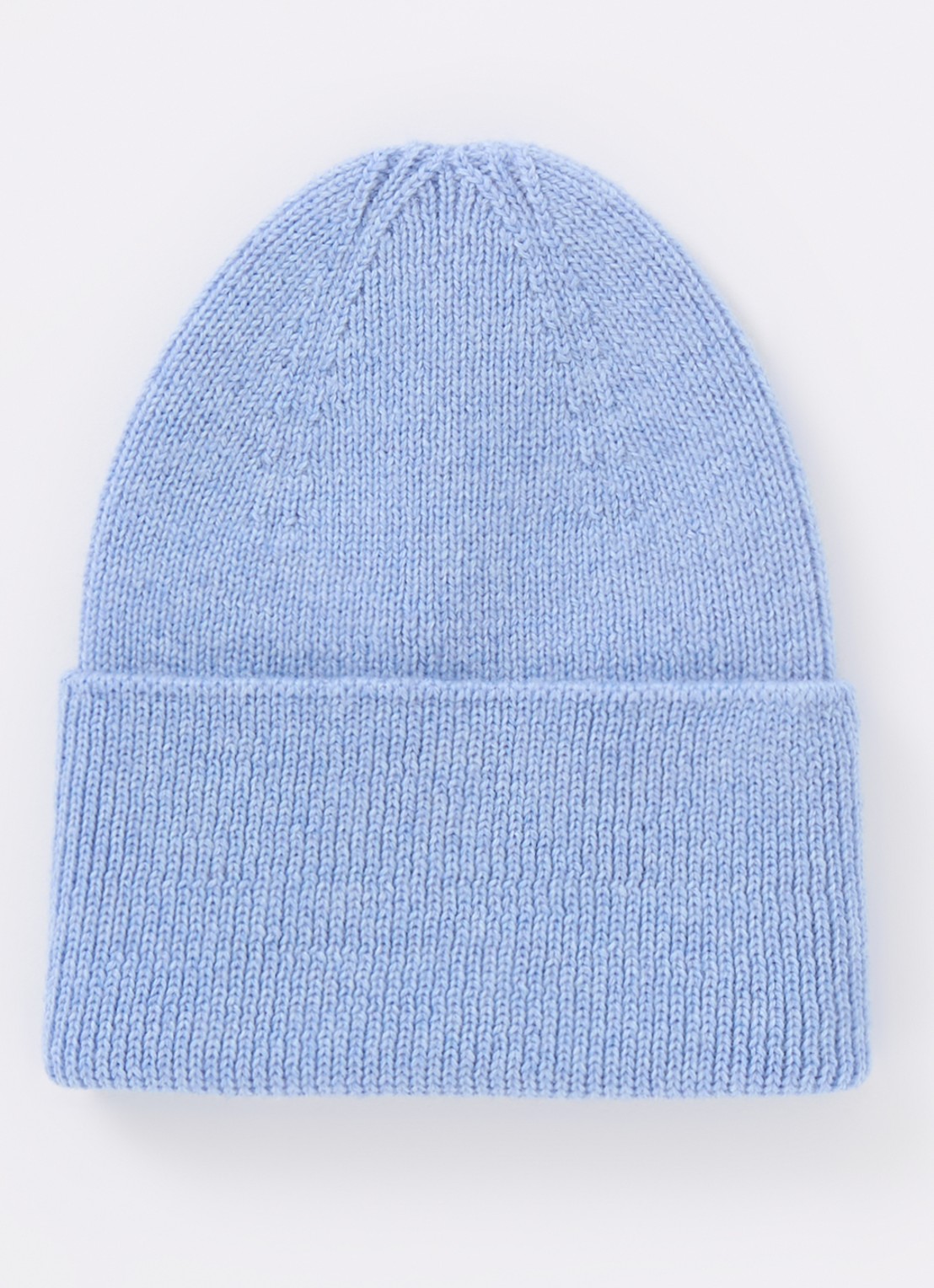 Hvid Fonzie Newborn muts van merino wol - voorkant lichtblauw