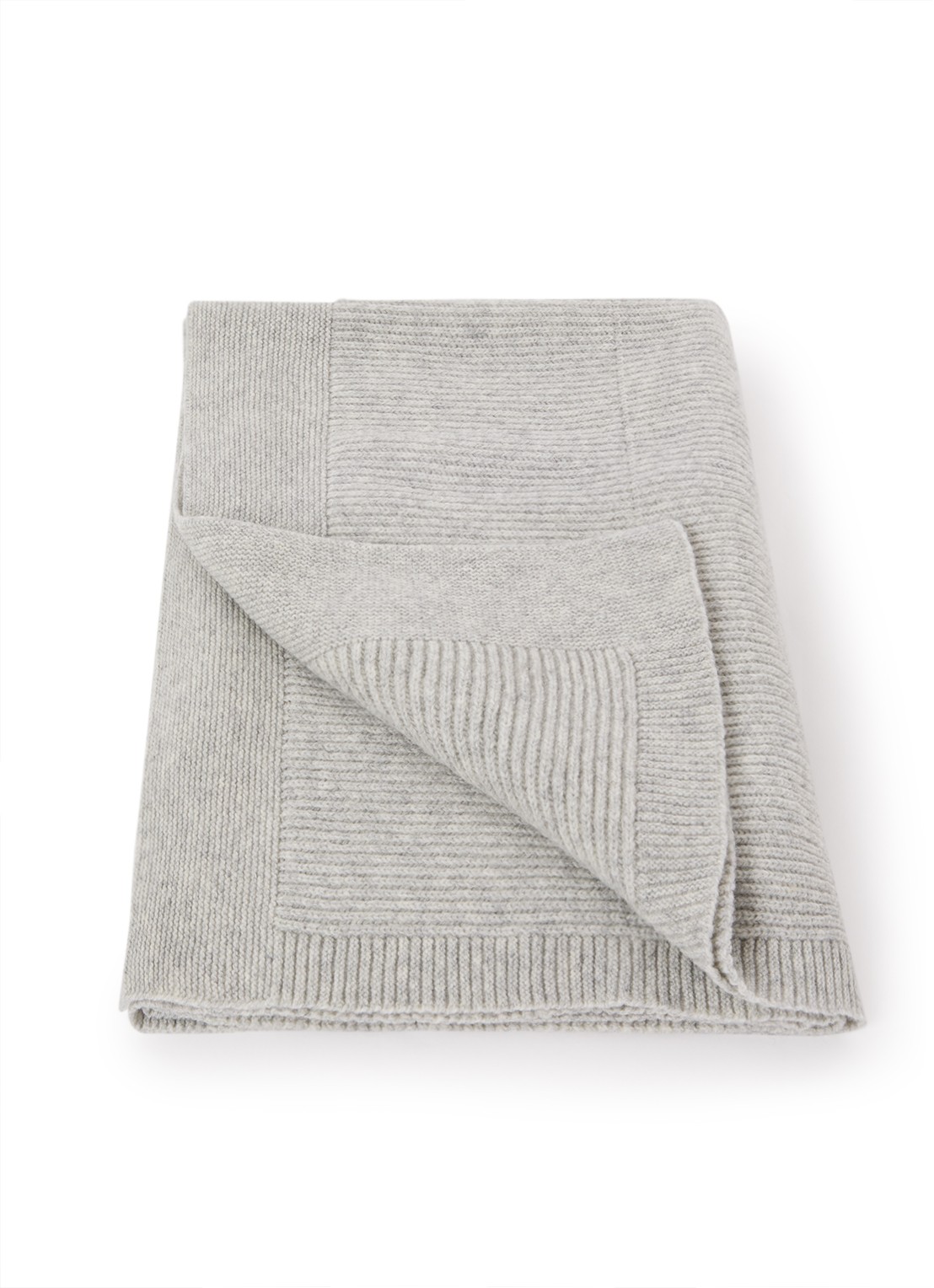 Hvid Gaston plaid van merino wol 140 x 100 cm - voorkant lichtgrijs