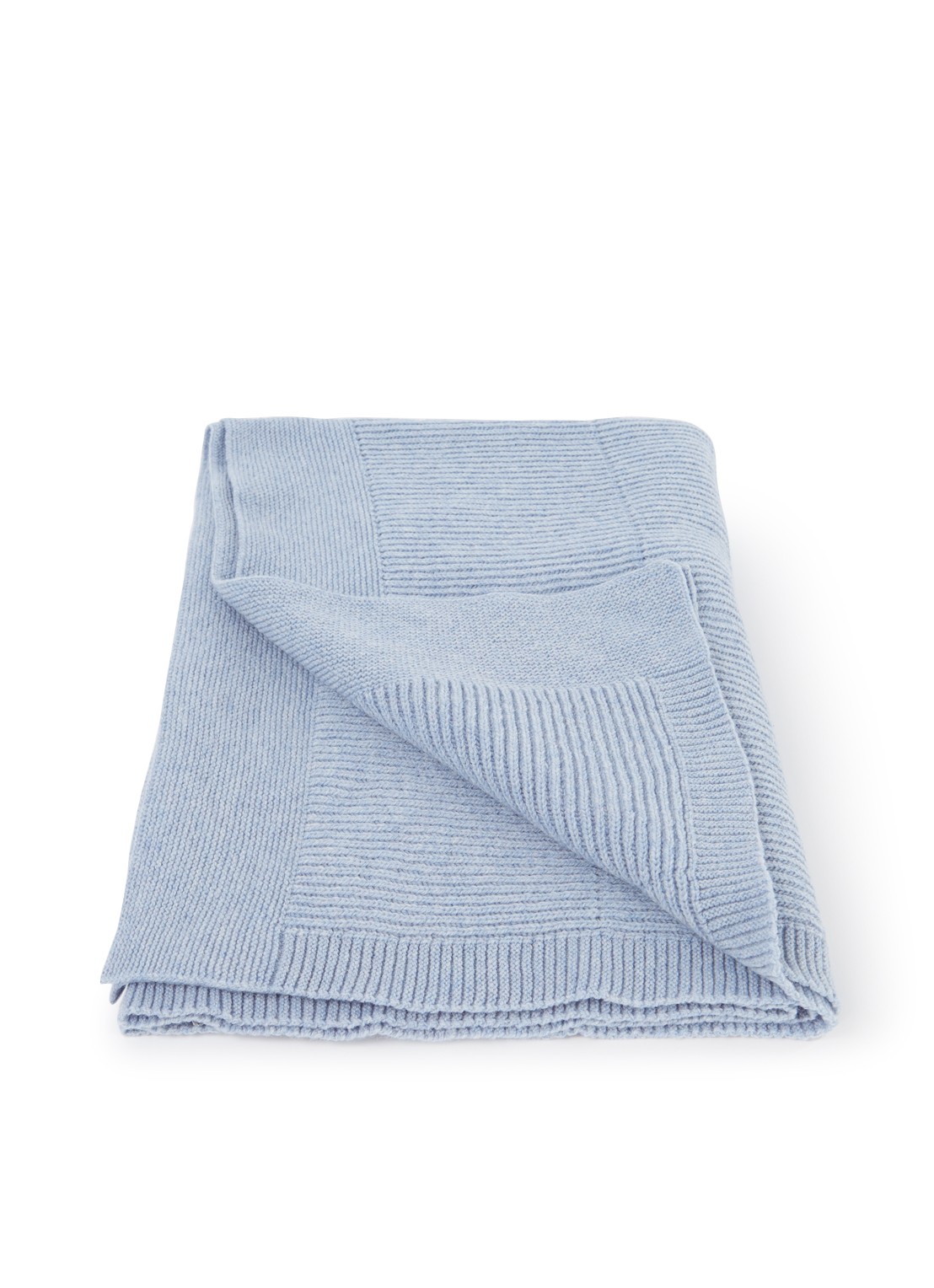 Hvid Gaston plaid van merino wol 140 x 100 cm - voorkant blauwgrijs