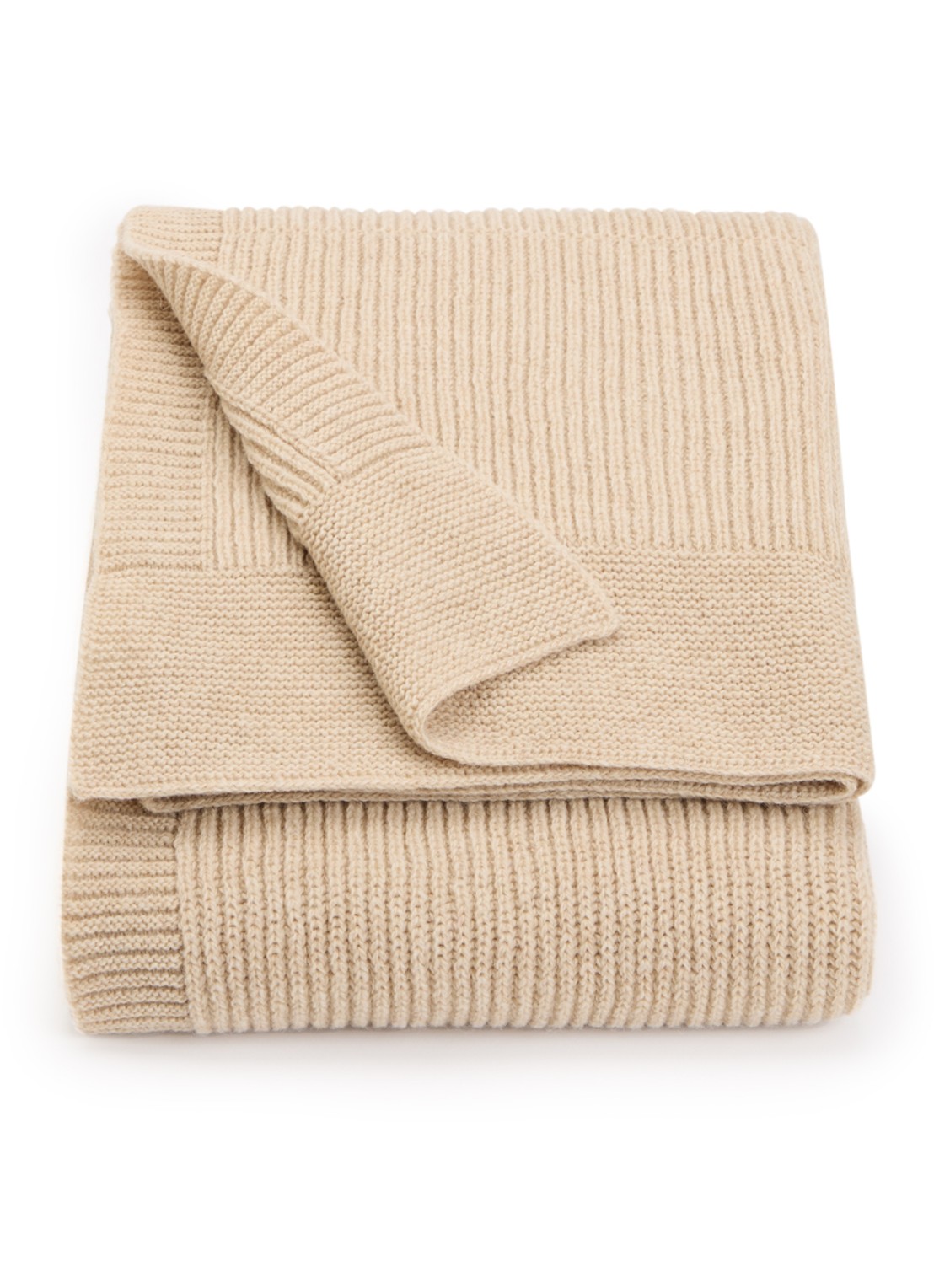 Hvid Gaston plaid van merino wol 140 x 100 cm - voorkant beige