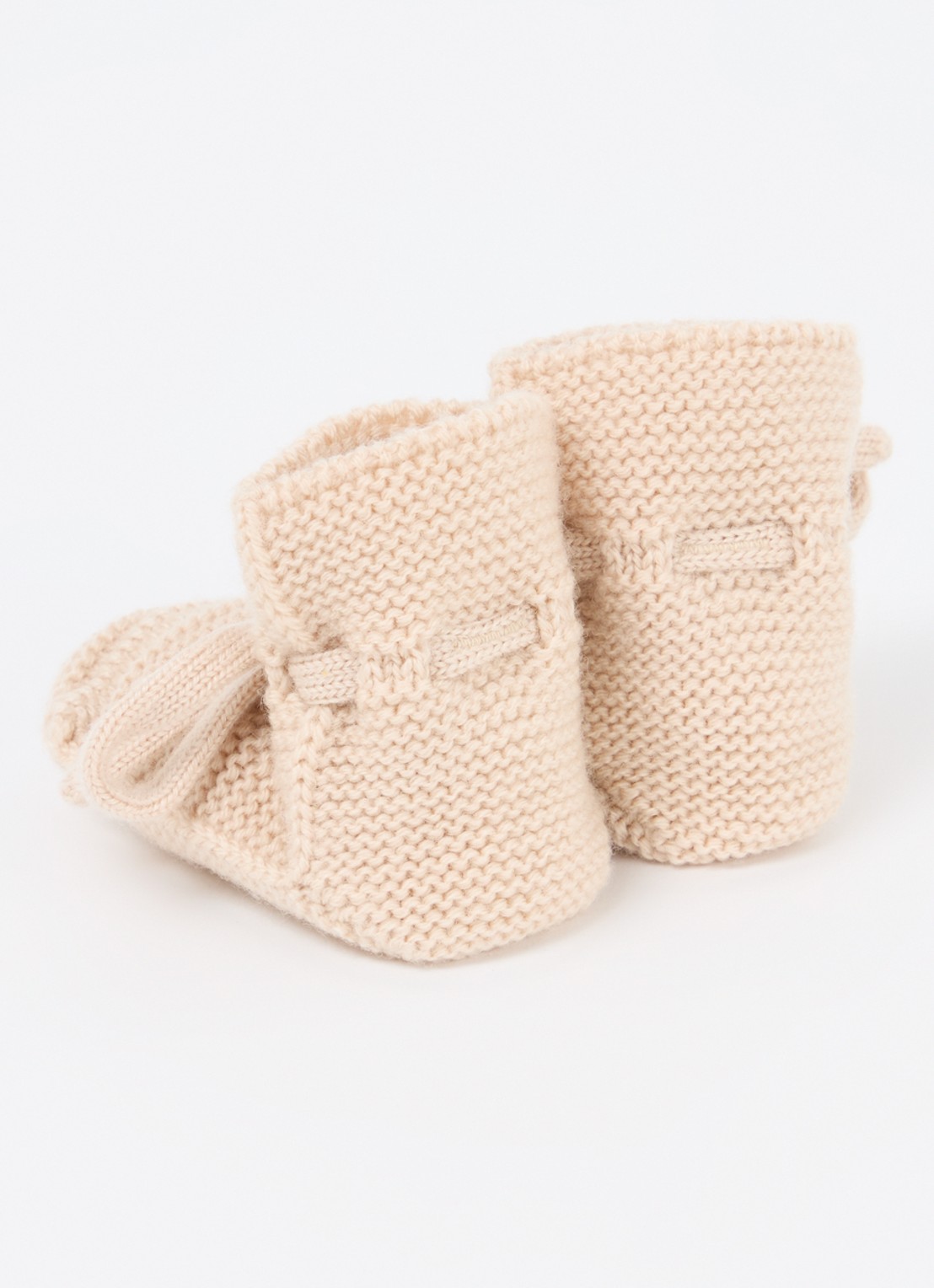 Hvid Gebreide babyslofjes van wol - achterkant 4 creme