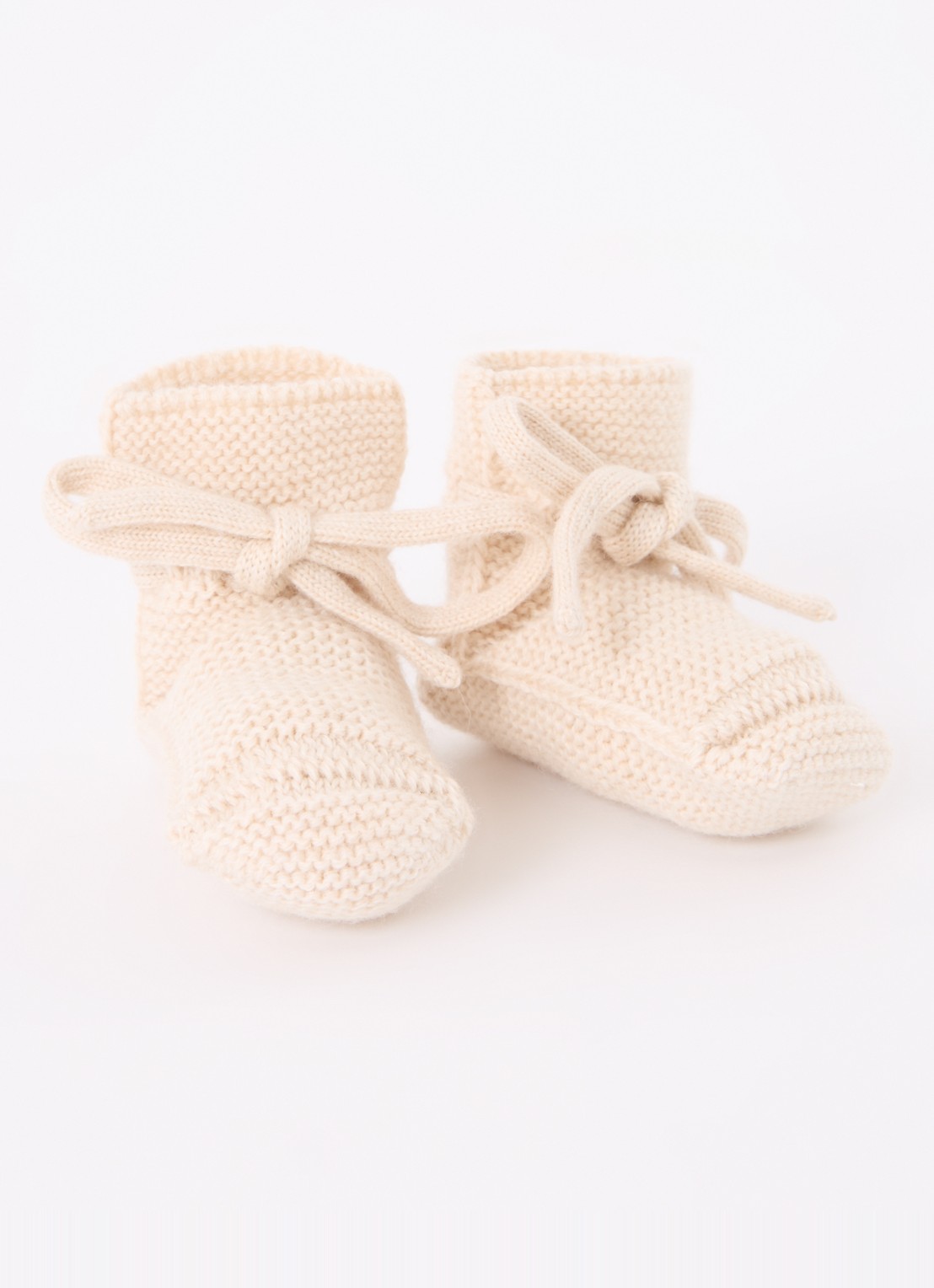Hvid Gebreide babyslofjes van wol - voorkant 2 gebroken wit