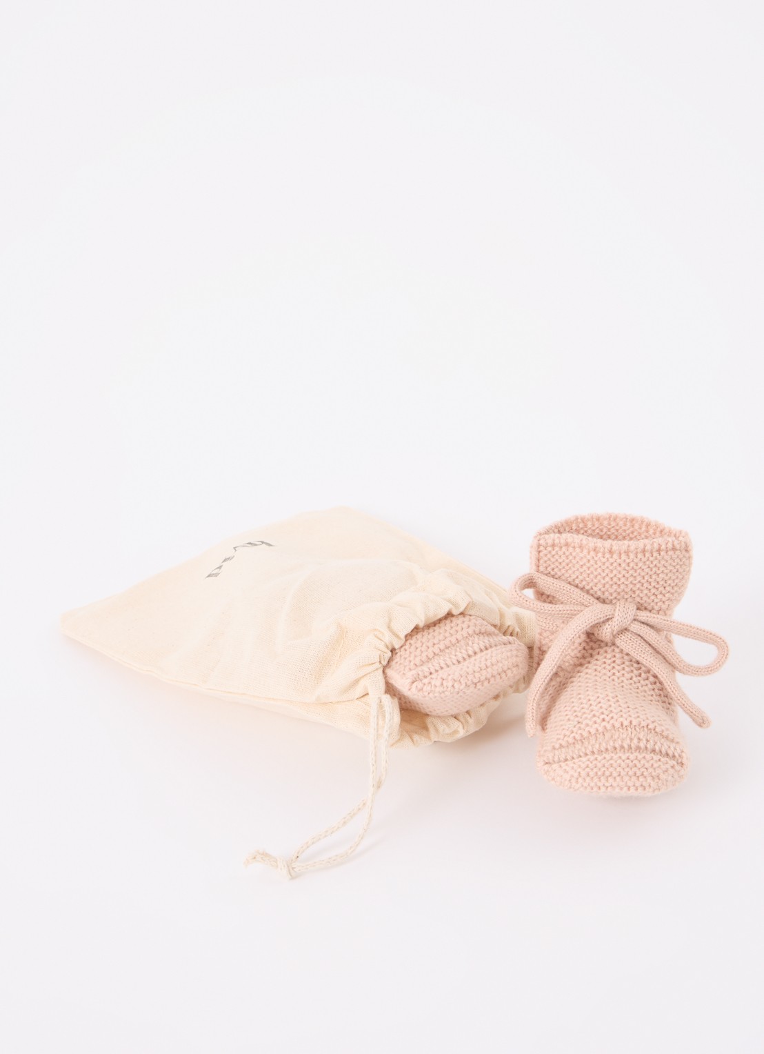 Hvid Gebreide babyslofjes van wol - detail 4 oudroze