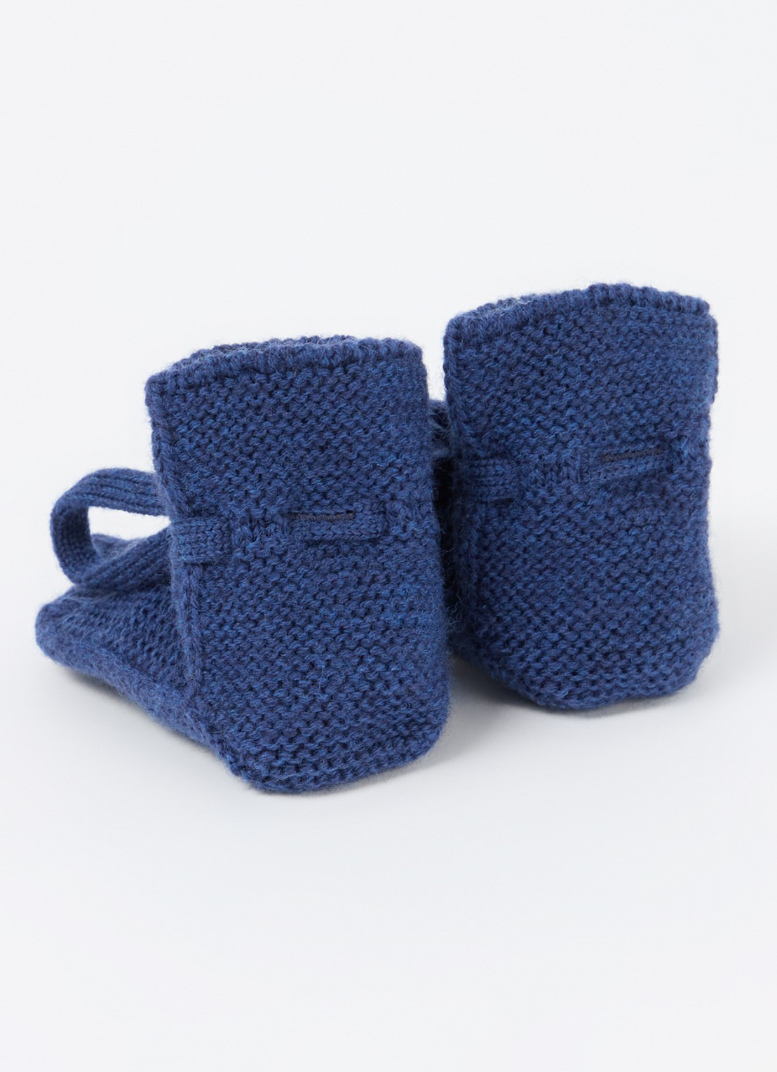 Hvid Gebreide babyslofjes van wol - achterkant 4 royalblauw