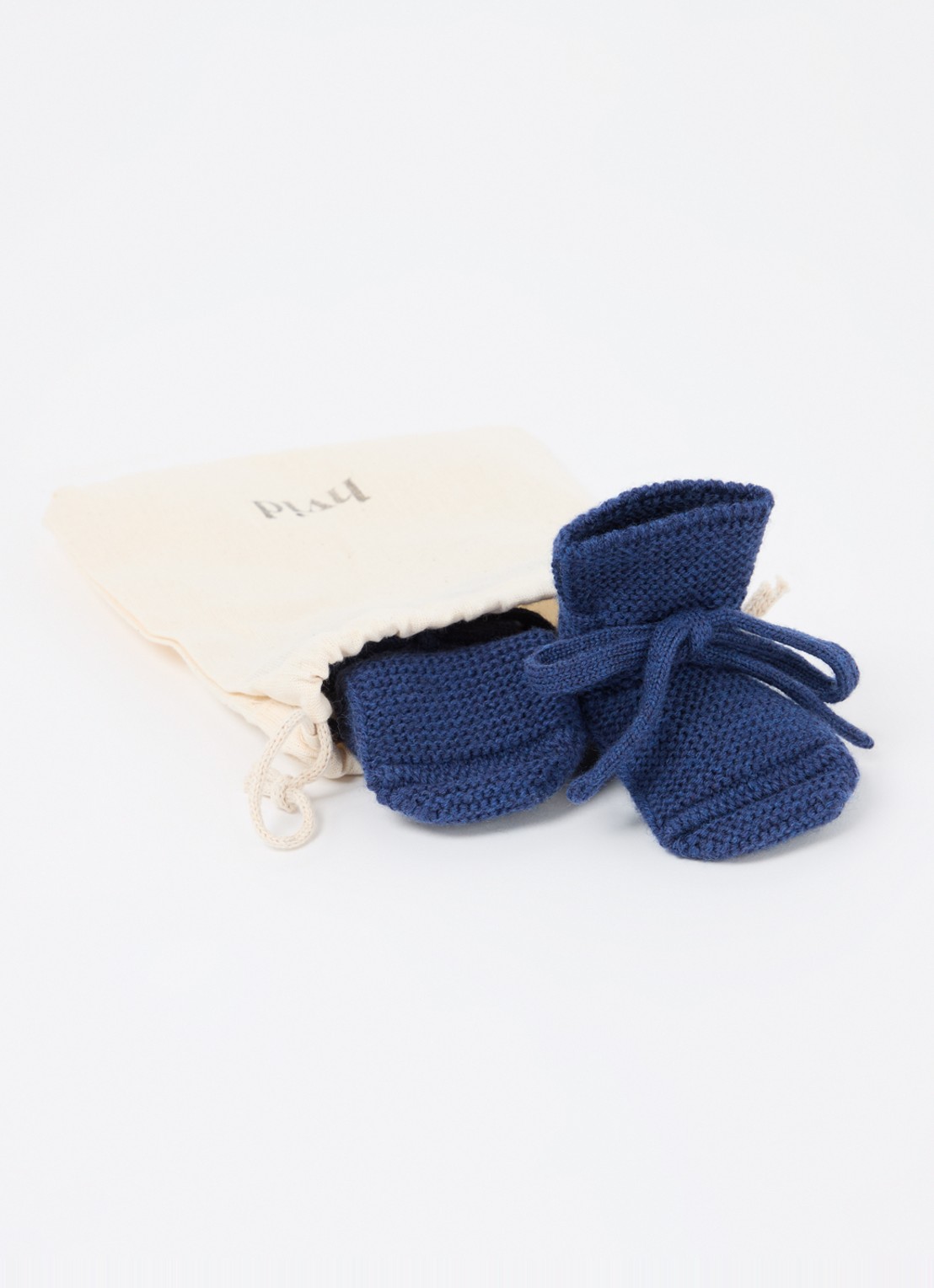 Hvid Gebreide babyslofjes van wol - detail 3 royalblauw