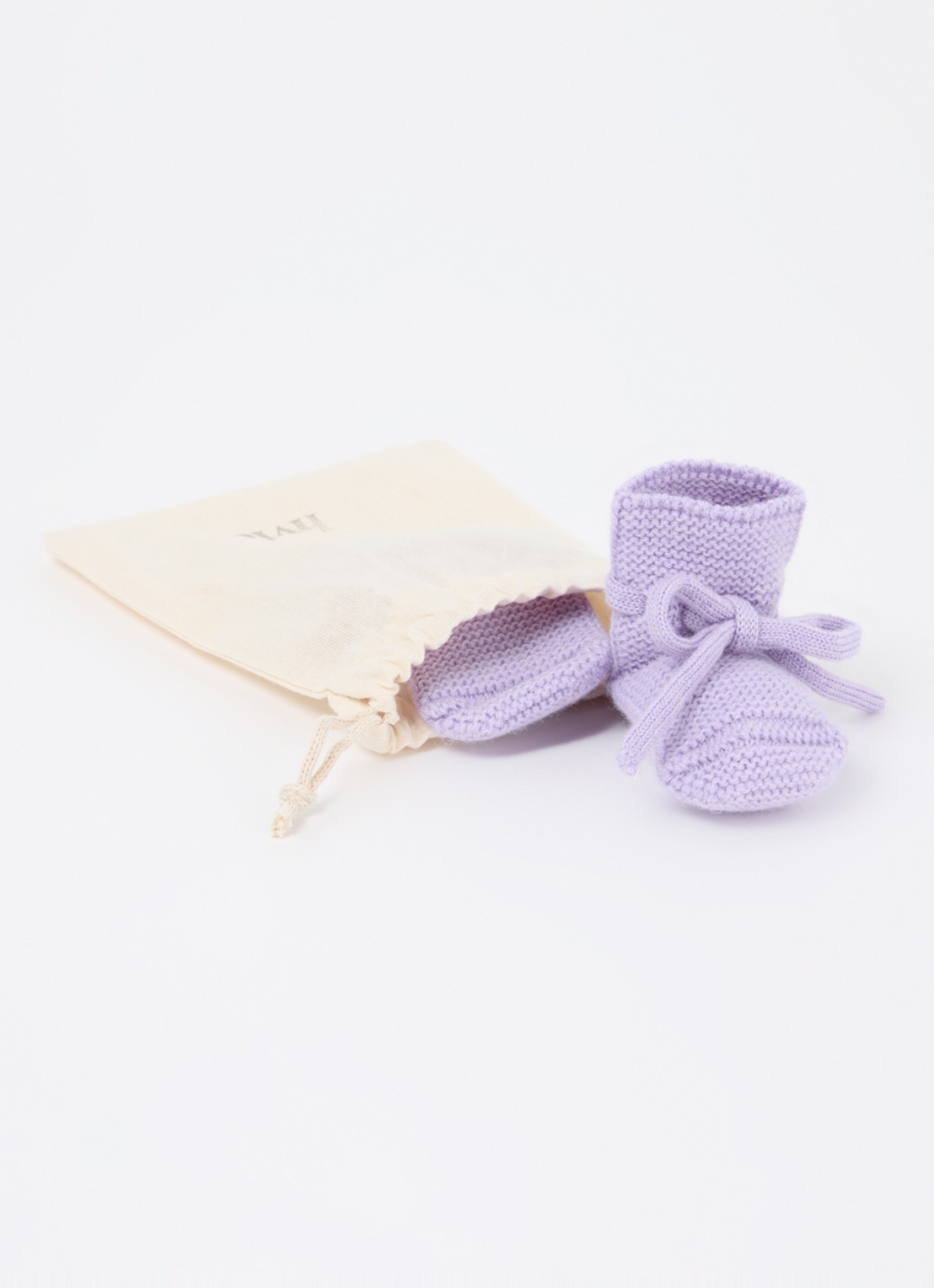 Hvid Gebreide babyslofjes van wol - detail 4 lila
