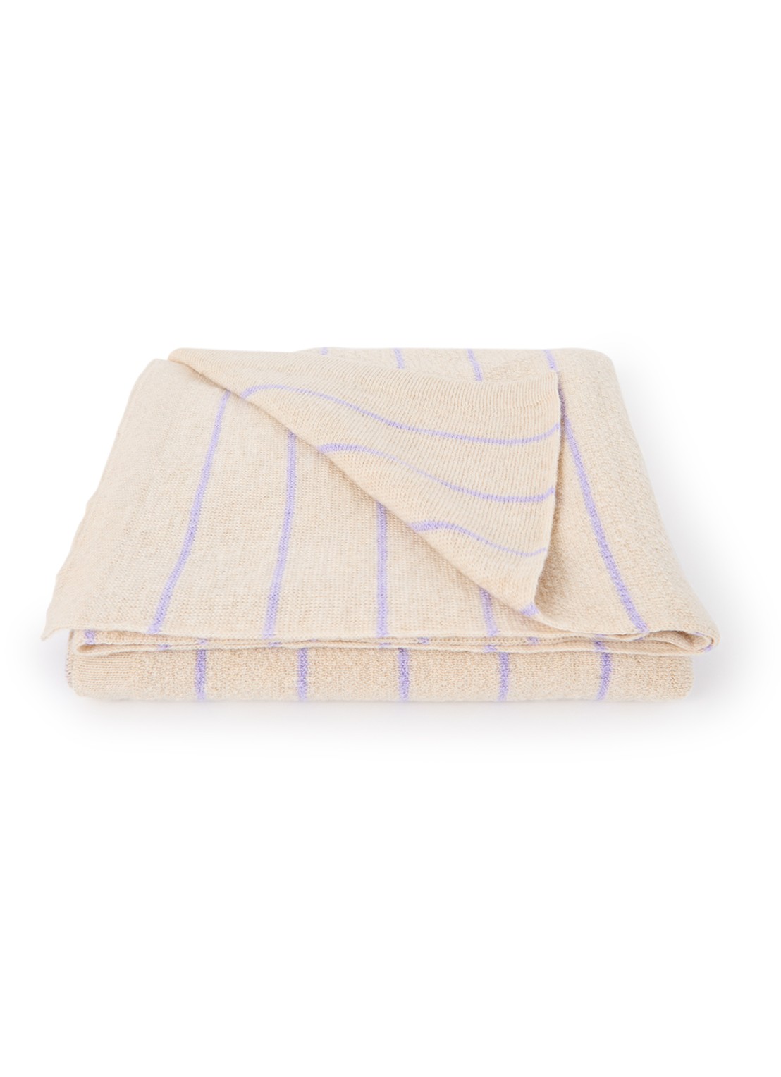 Hvid Harry wiegdeken van merino wol 70 x 100 cm - voorkant 2 lavendel