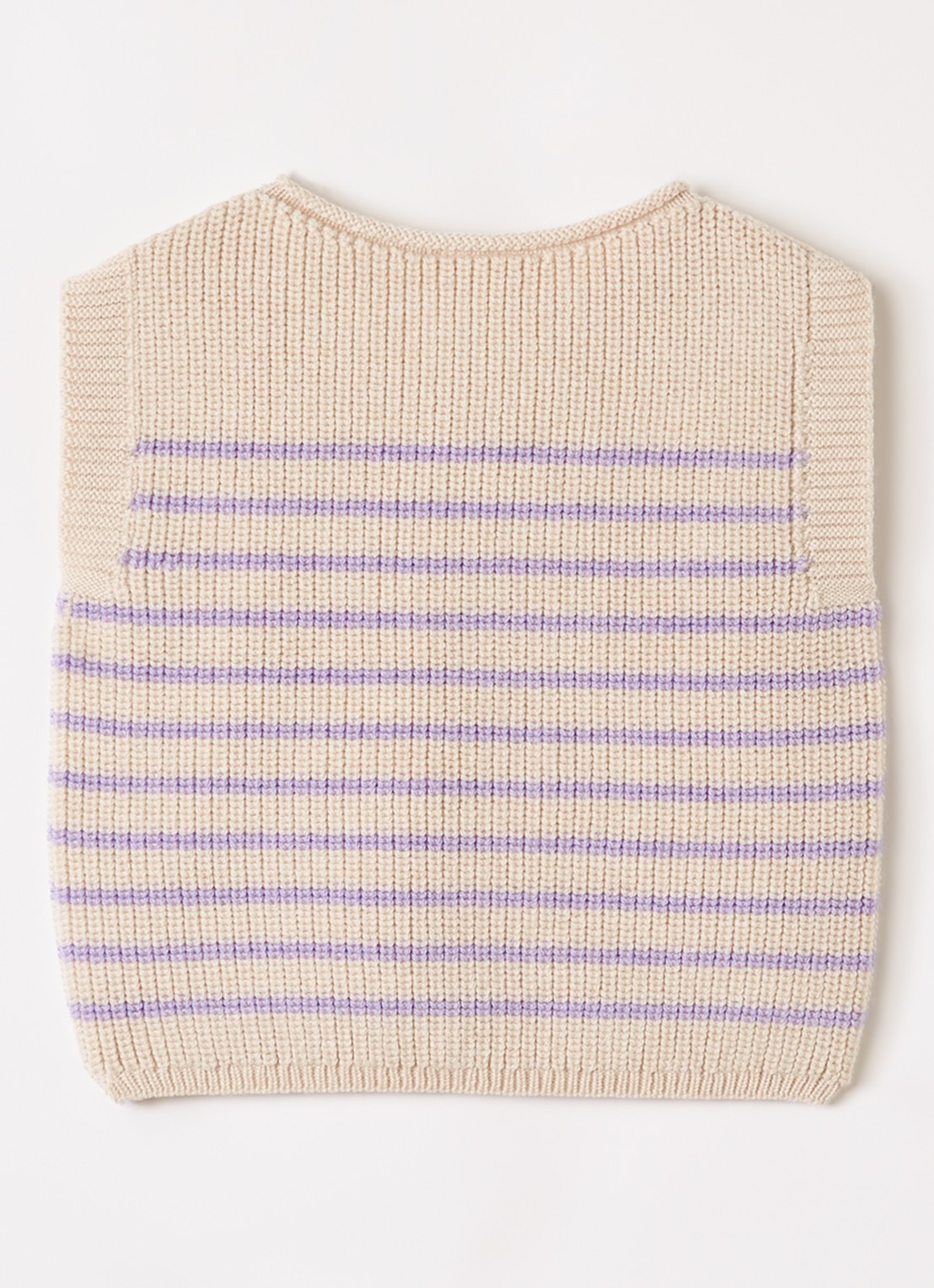 Hvid Harvey grofgebreide spencer van merino wol - voorkant 2 beige