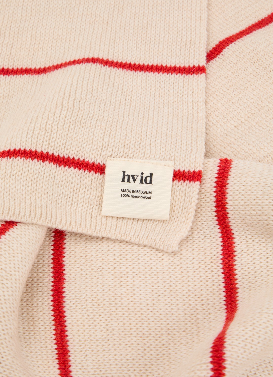 Hvid Igor sjaal van merino wol met streepprint 140 x 16 cm - detail 4 rood