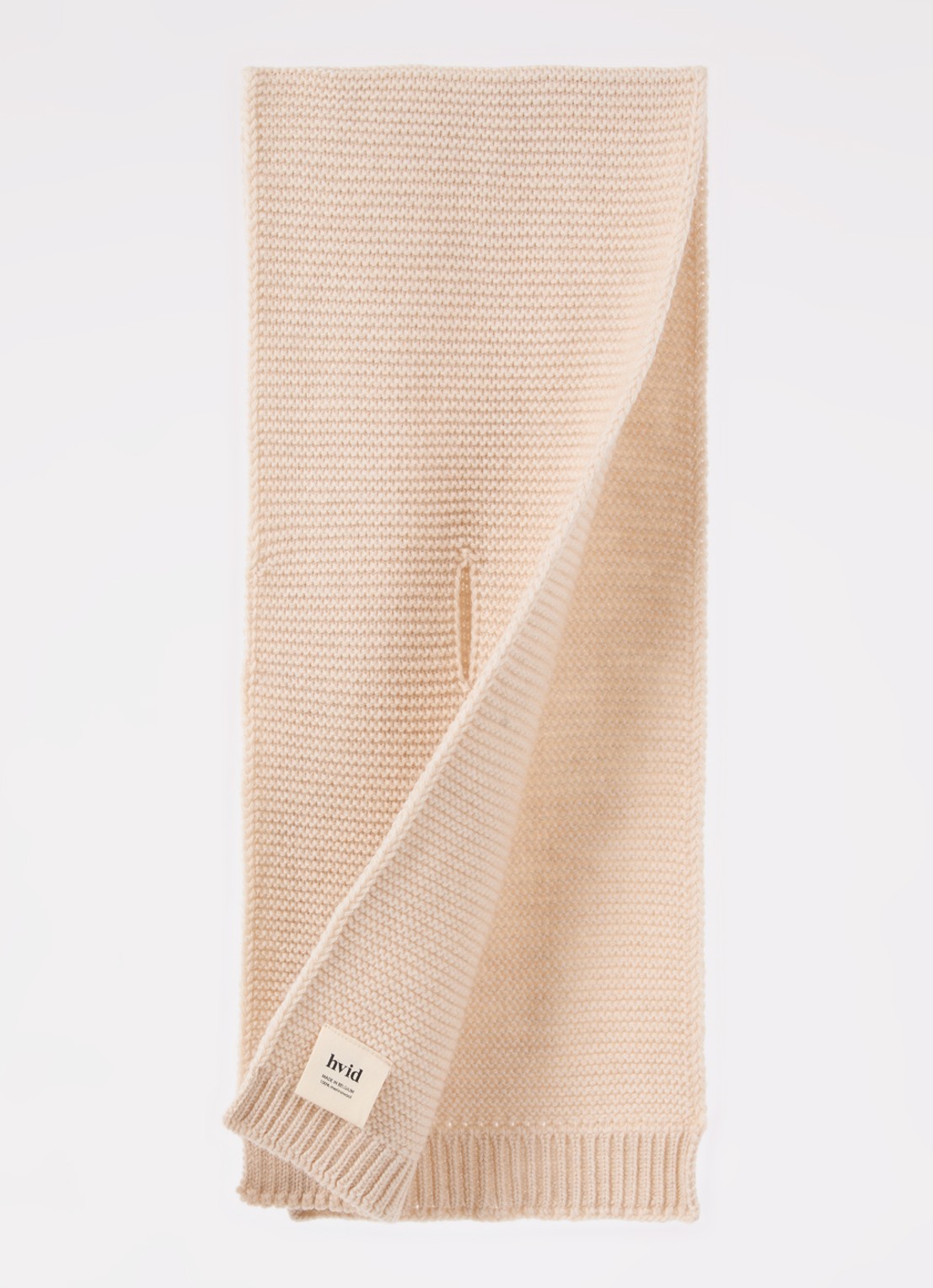 Hvid Ivo sjaal van merino wol 90 x 20 cm - detail 3 beige