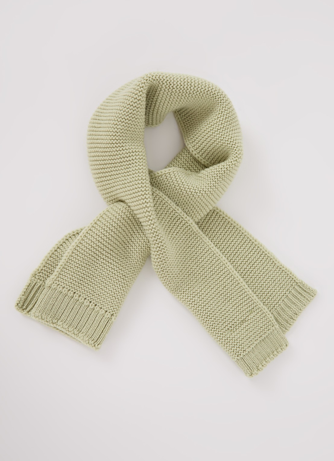 Hvid Ivo sjaal van merino wol 90 x 20 cm - voorkant 3 lichtgroen