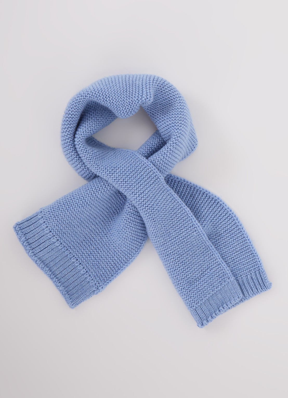 Hvid Ivo sjaal van merino wol 90 x 20 cm - voorkant blauwgrijs