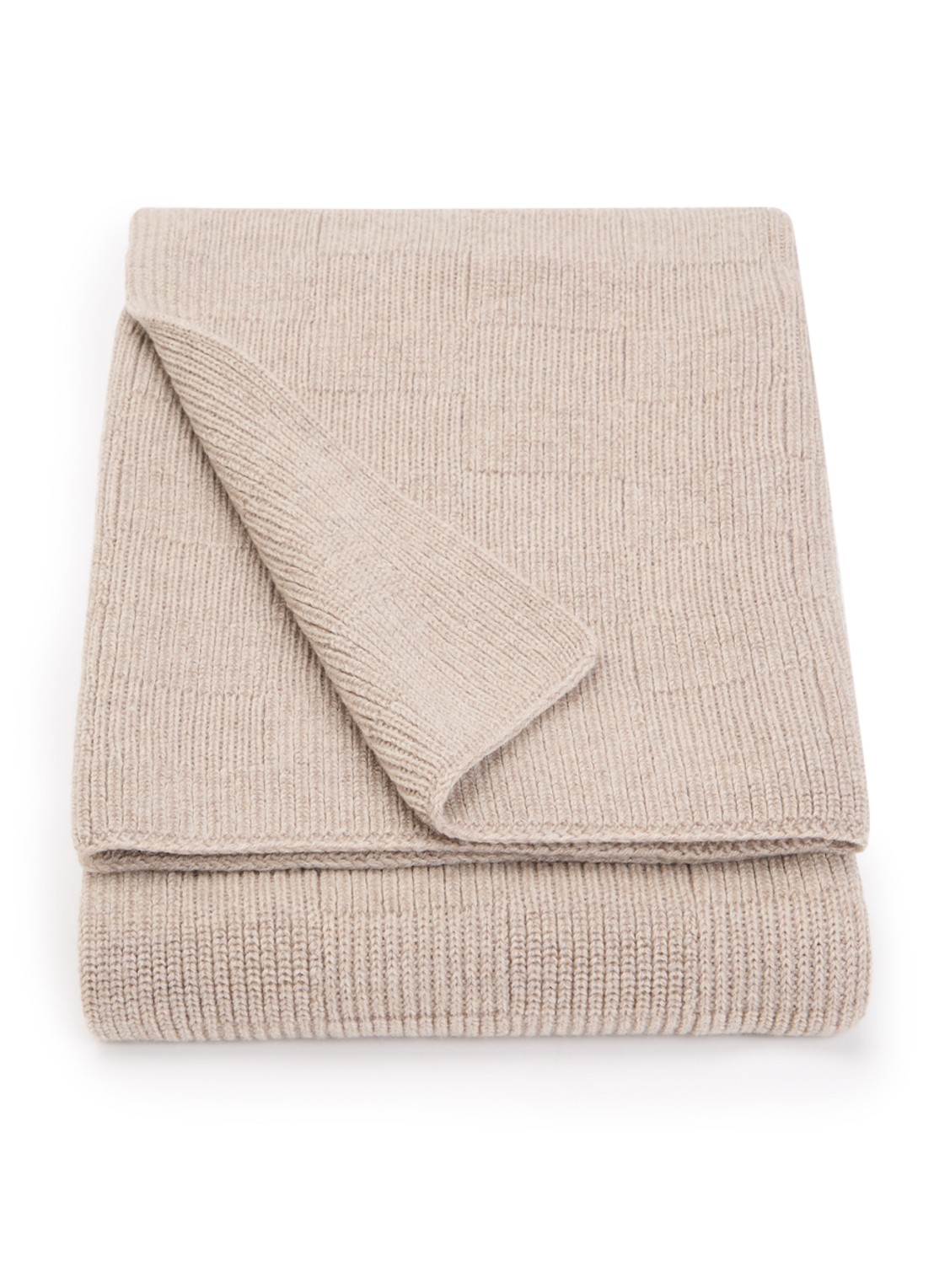 Hvid Ivy wiegdeken van merino wol 80 x 100 cm - voorkant 2 donkerbeige