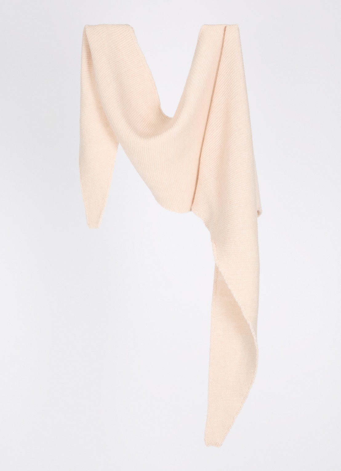 Hvid Josephina grofgebreide sjaal van merino wol 135 x 35 cm - detail 2 creme