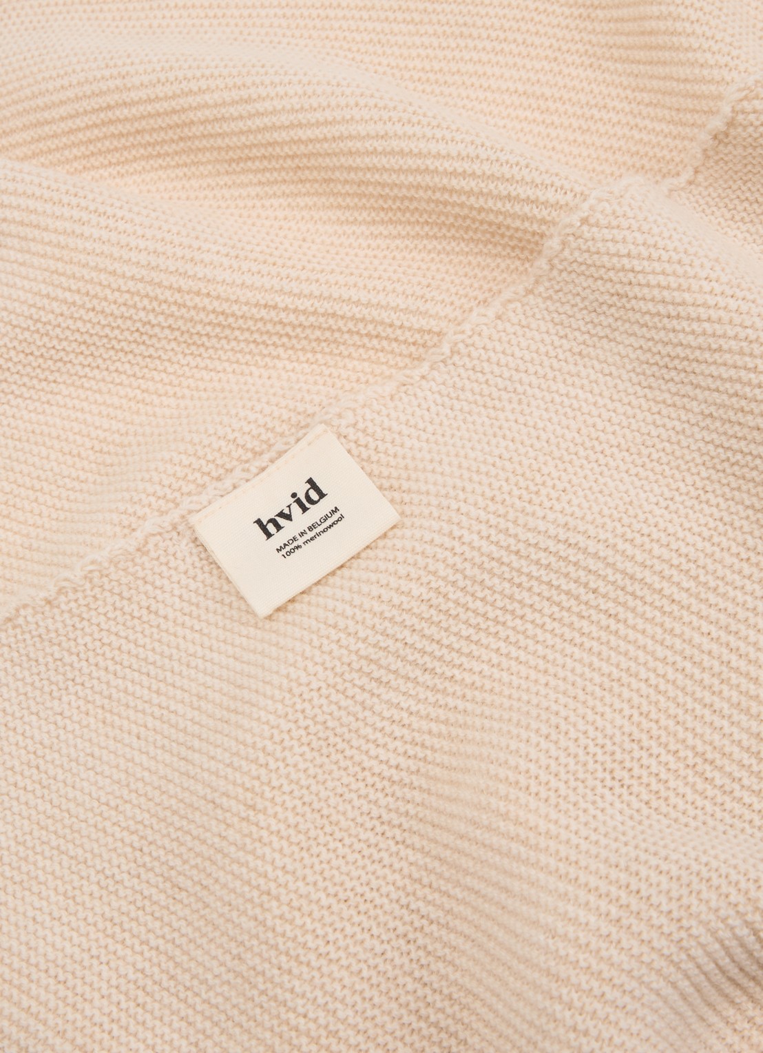 Hvid Josephina grofgebreide sjaal van merino wol 135 x 35 cm - detail 3 creme