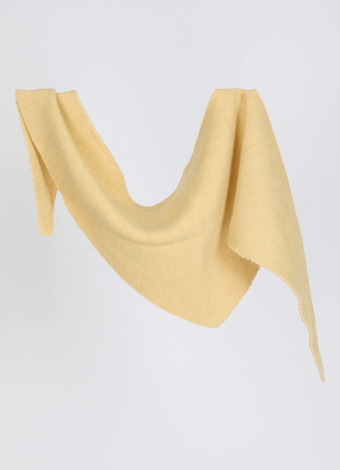 Hvid Josephina grofgebreide sjaal van merino wol 135 x 35 cm - detail 3 lichtgeel