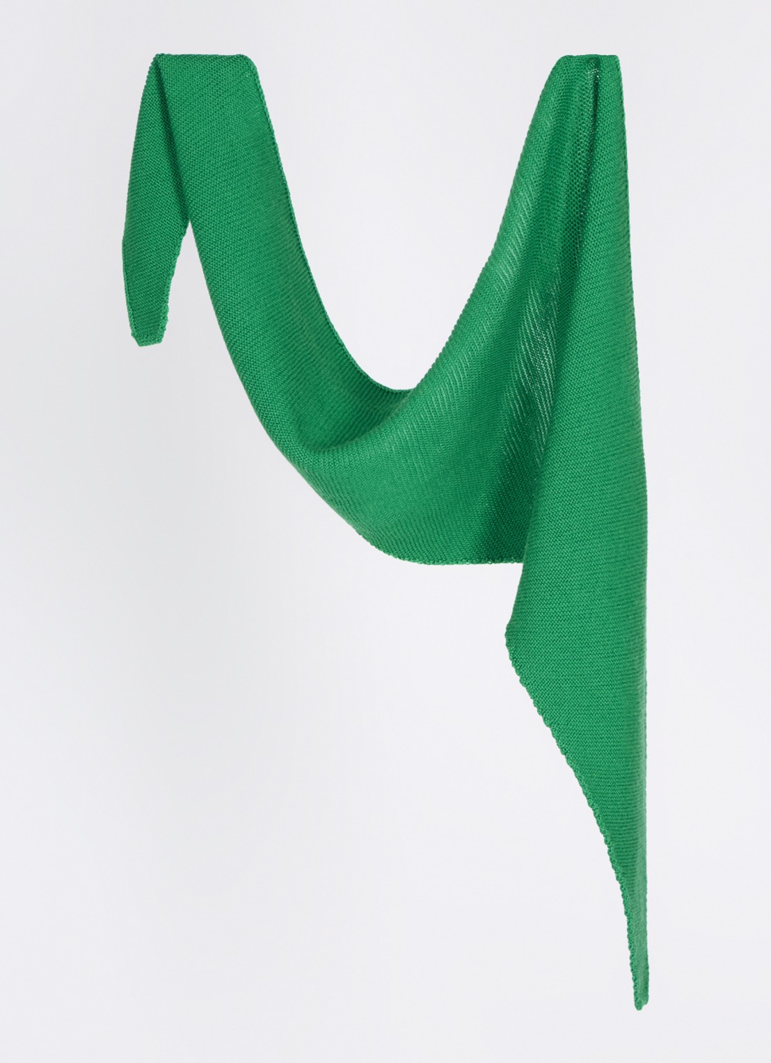 Hvid Josephina grofgebreide sjaal van merino wol 135 x 35 cm - detail groen
