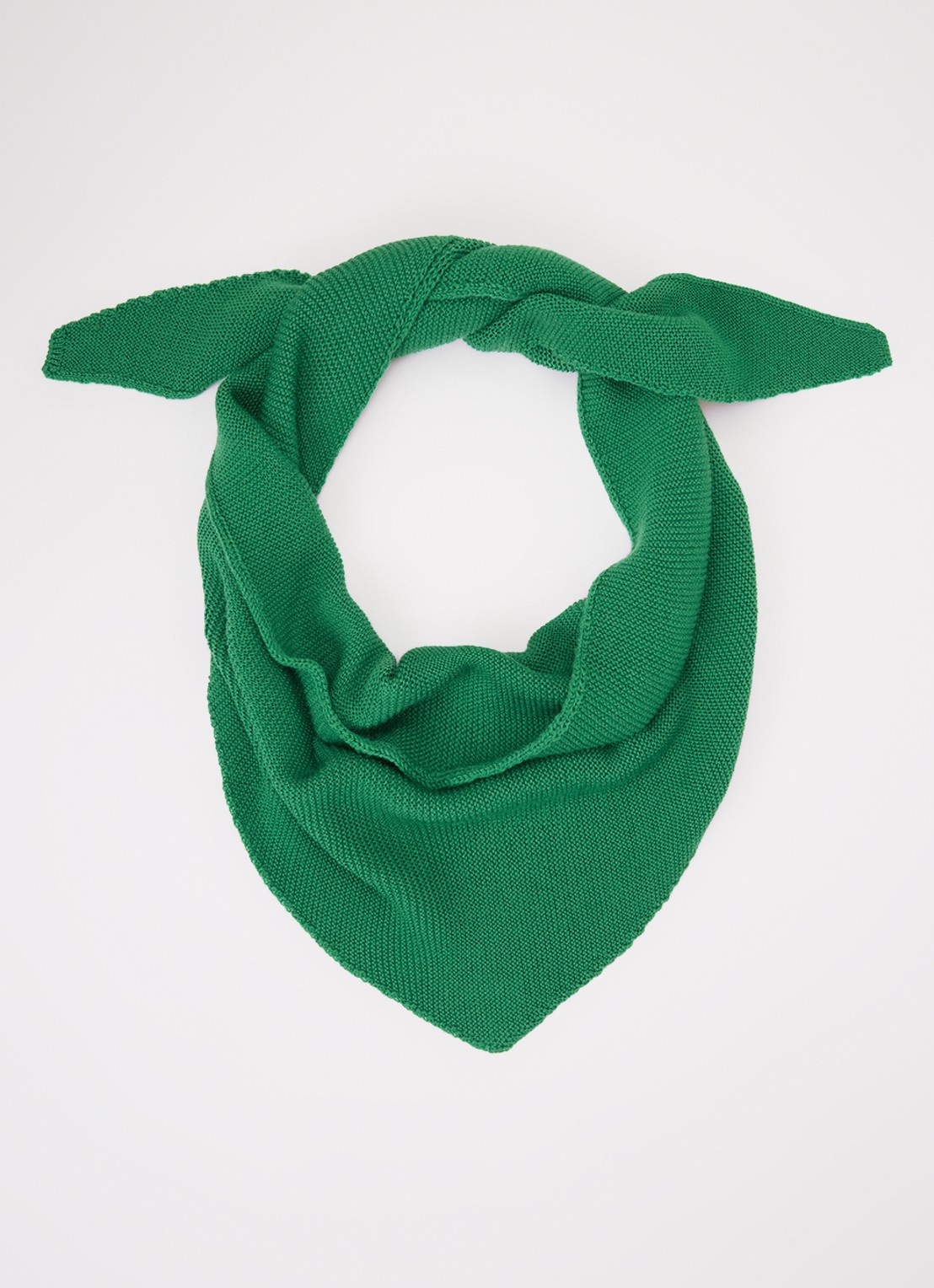 Hvid Josephina grofgebreide sjaal van merino wol 135 x 35 cm - voorkant 3 groen