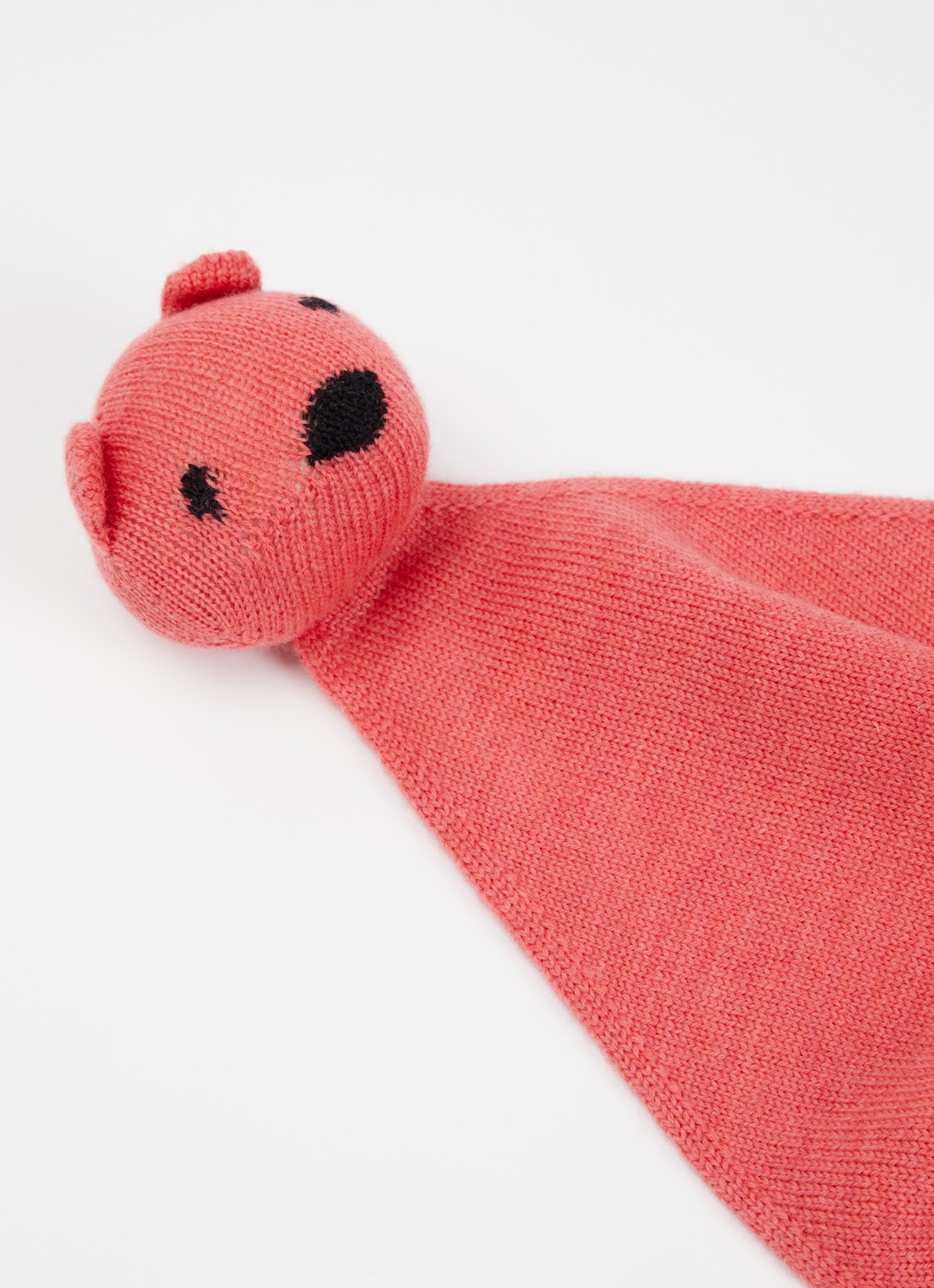 Hvid Teddy Tokki knuffeldoekje 35 cm - detail 2 koraalrood